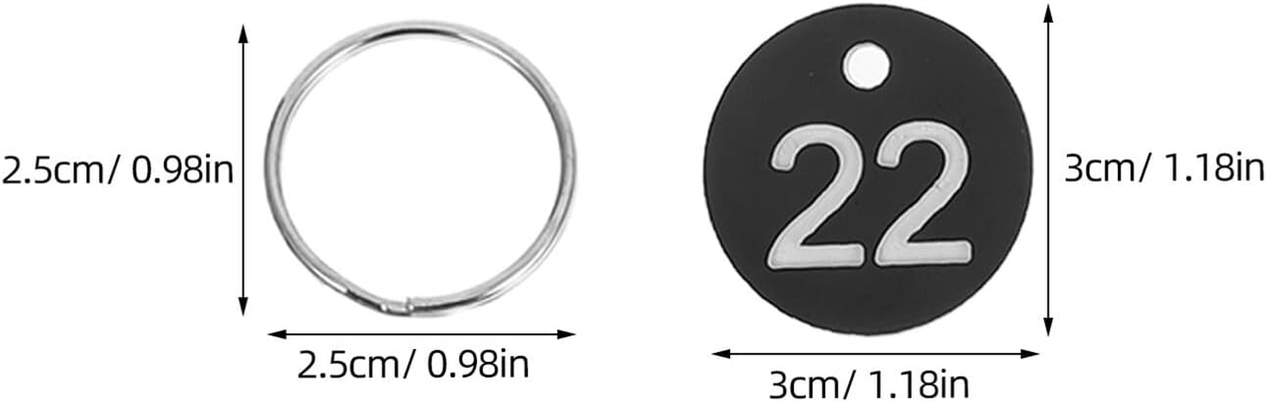 ZUNOXAZ 50Pcs Plastic Numbered Key Tags with Key Rings for Luggage Identification 3Cm Small round Number Tags 1-50 for Travel and Organization image number 2
