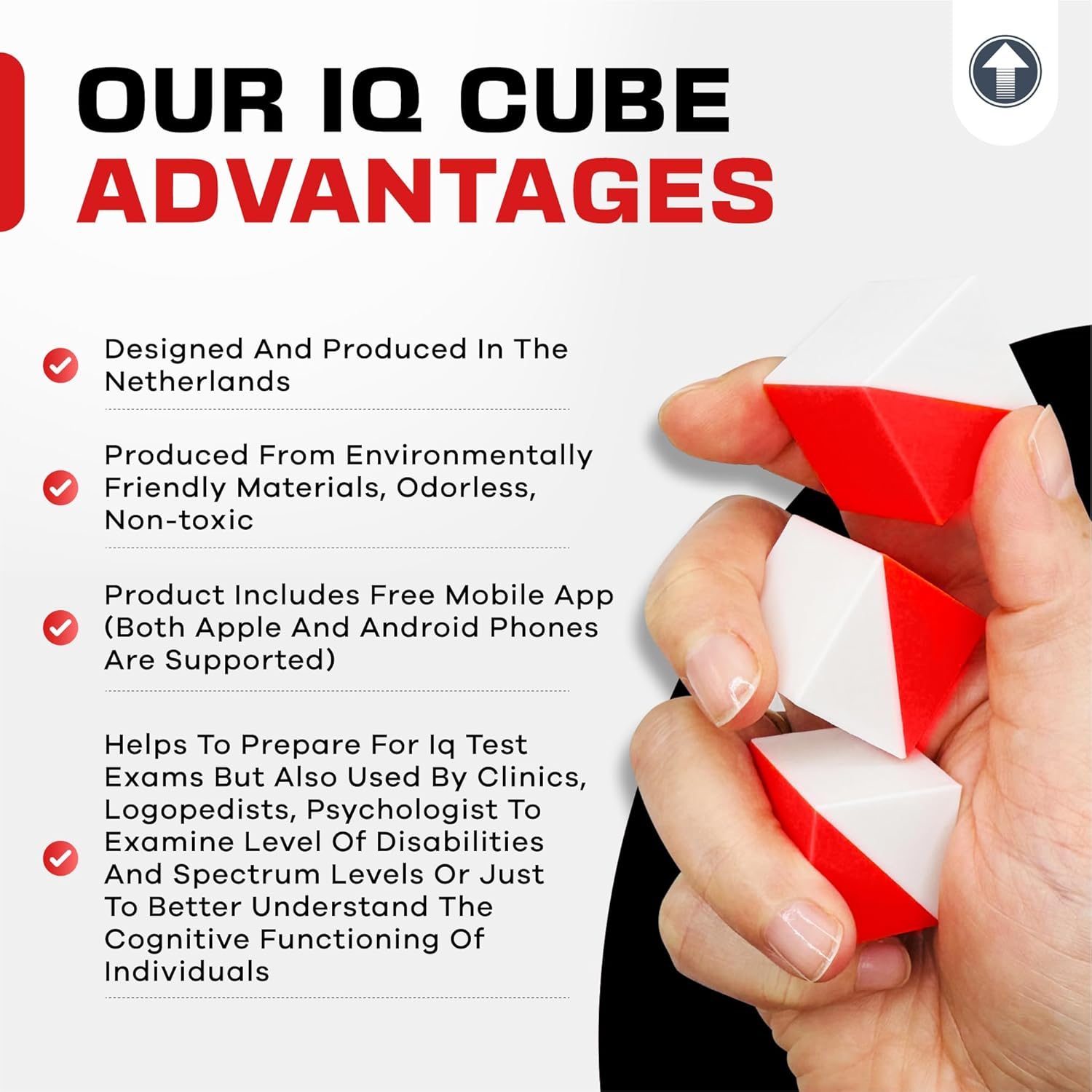 Prfcnl IQ Test Cube (Basic Red) - 9 Kohs Cubes for Block Design Test WPPSI WAIS IV and WISC V Tests