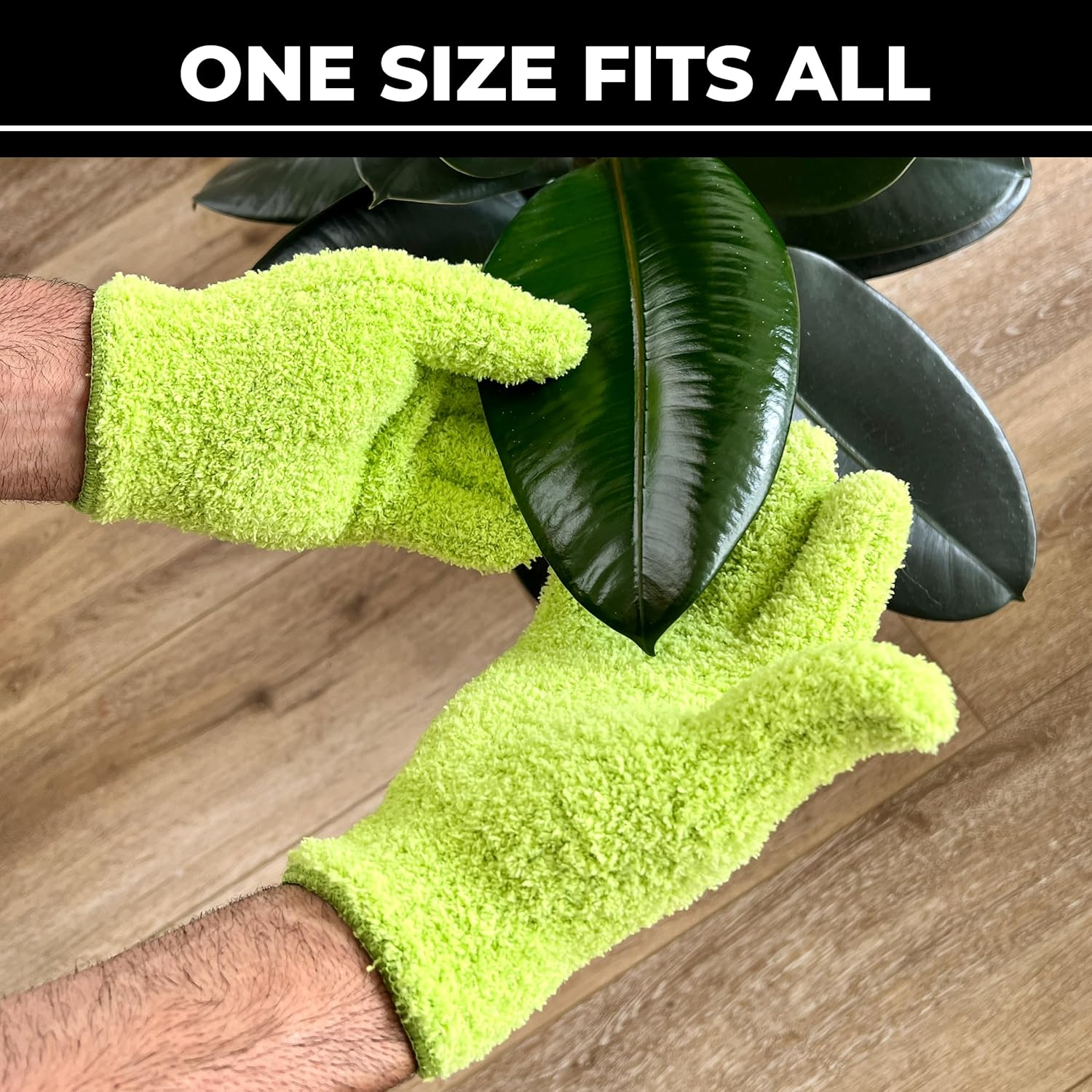 BLESS YOUR SOIL Microfiber Dusting Gloves for Plants : Premium, Gentle, Traps Dust, Washable, Lint Free : Use with Big Leaf Energy Ready-To-Use Spray for Houseplants image number 1
