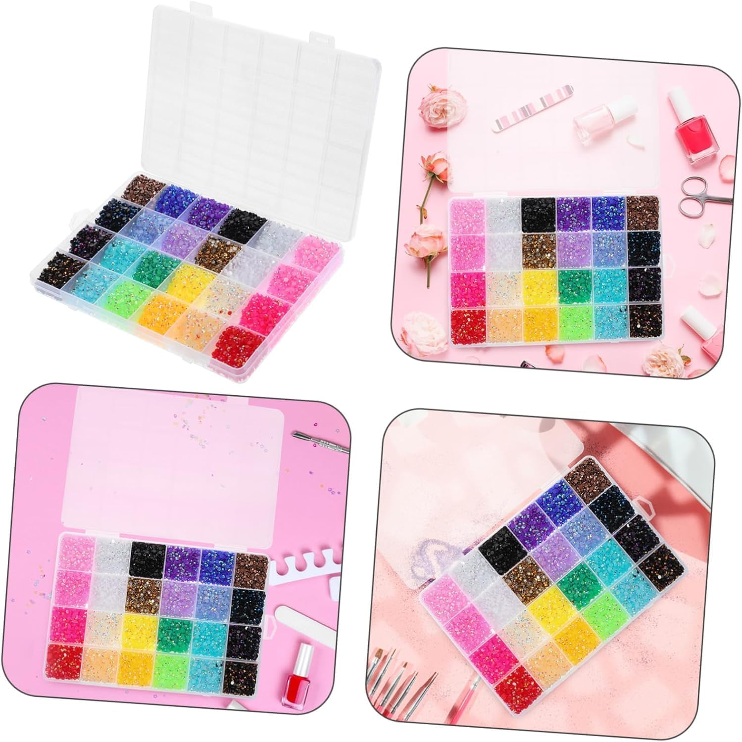 24000Pcs Nail Gems Kit with 24 Colors Flatback Rhinestones,Perfect for Nail Art, Charms, and Christmas Decor image number 5