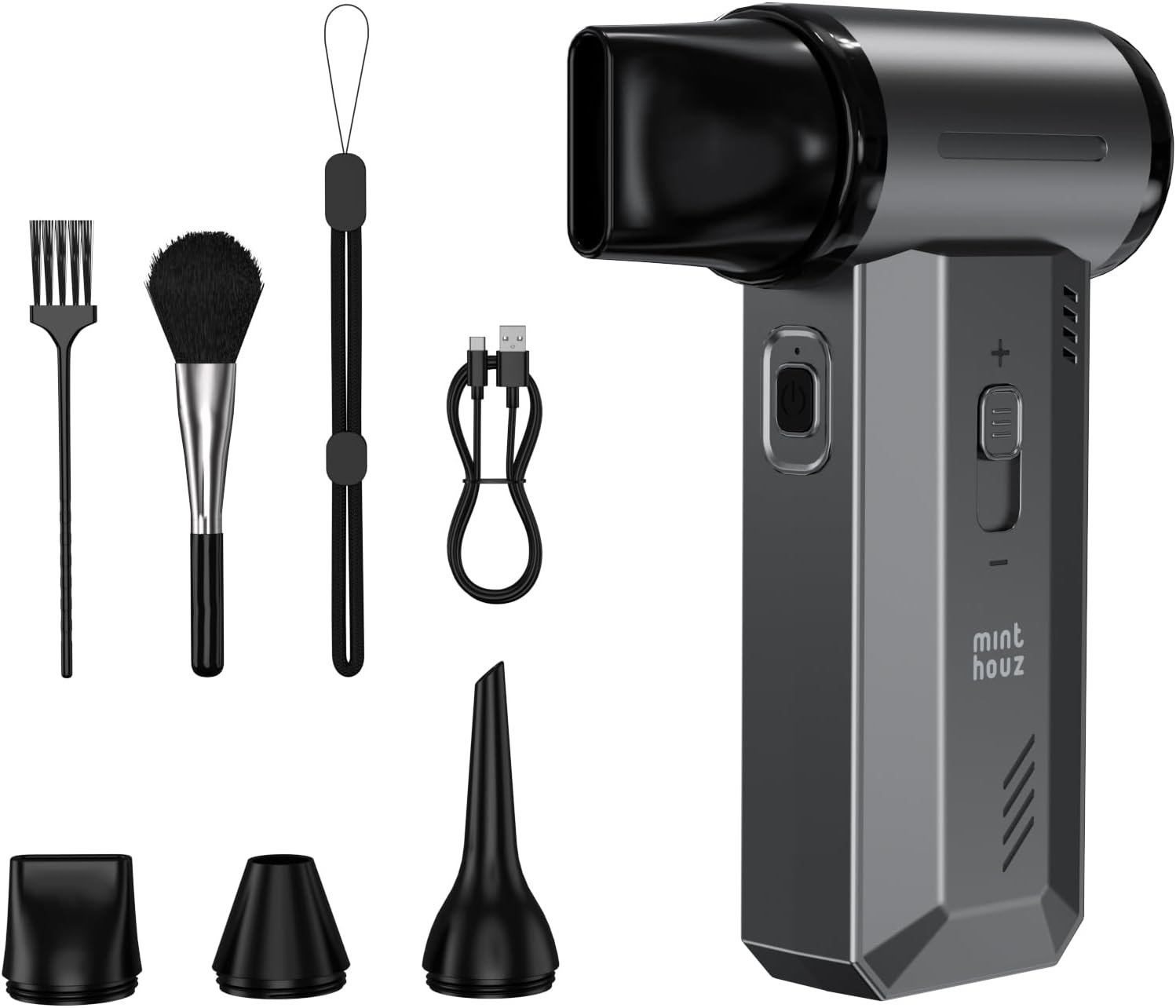 Minthouz 180000RPM Super Power Handheld Air Duster, Slider Adjustable Electric Air Blower, Type-C Rechargeable, Portable &Lightweight, Dust Blower for Home, Outdoor, Car and Keyboard