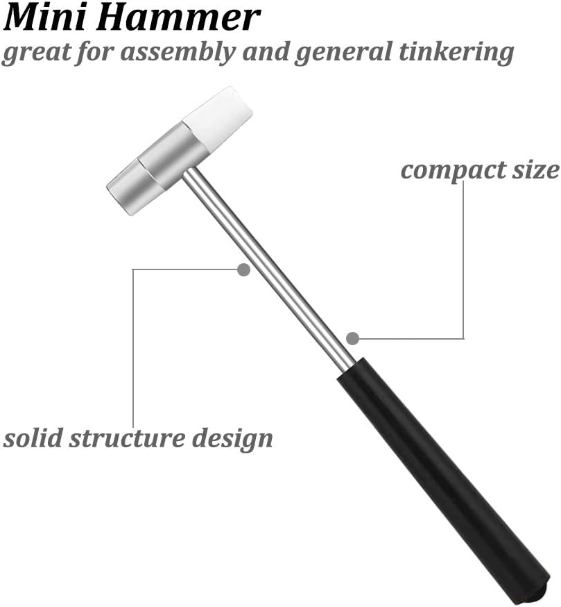 Dual Head Small Hammer, 7 Inches, Plastic Head and Metal Head, Black Plastic Grip, Double Face Jewelry Mallet, Mini Hammer for Crafts, Watch, Tuning, Woodworking, Toys, DIY, Leather, Instruments image number 2