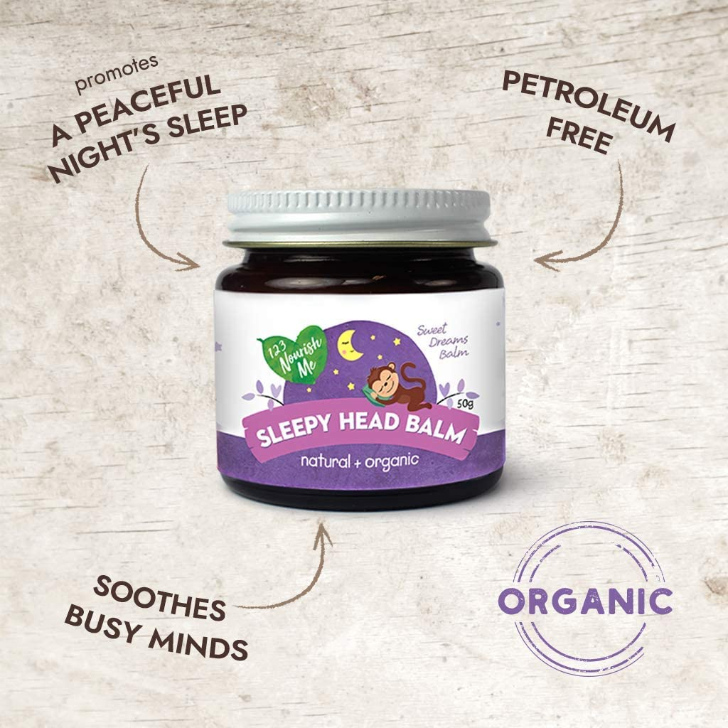 123 Nourish Me Sleepy Head Balm - Australian Made Natural Sleep Aid for Babies, Kids, Organic Essential Oils for Sleep and Magnesium to Calm and Relax (50G) Family Size Lasts up to 12 Months image number 1