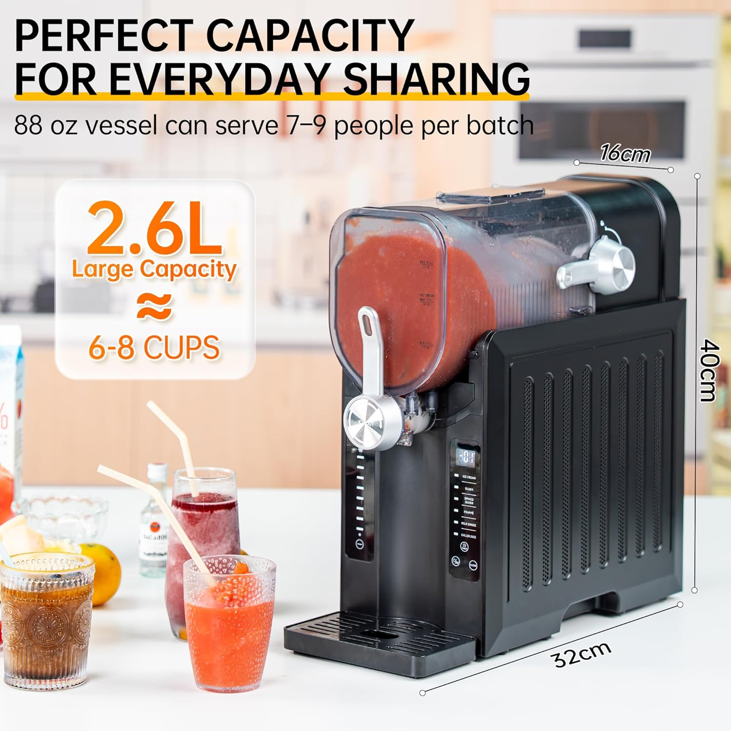 KTX 2.6L Frozen Drink Maker &ndash; 6-In-1 Slushie & Ice Cream Machine with Auto-Clean, Temp Display, No Ice Needed | Smoothies, Milkshakes, Frapp&eacute;s, Cocktails, Slushies, Ice Cream