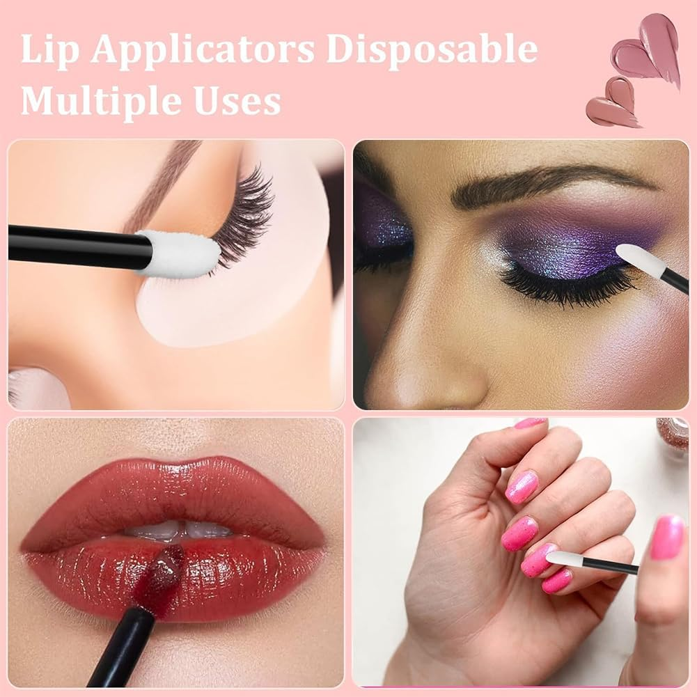 100PCS Disposable Lip Brushes, Black Disposable Lip Wands, Lipstick Applicator Lip Gloss Concealer Brushes Eyeshadow Applicator Tool Cosmetic Brush Tool image number 6