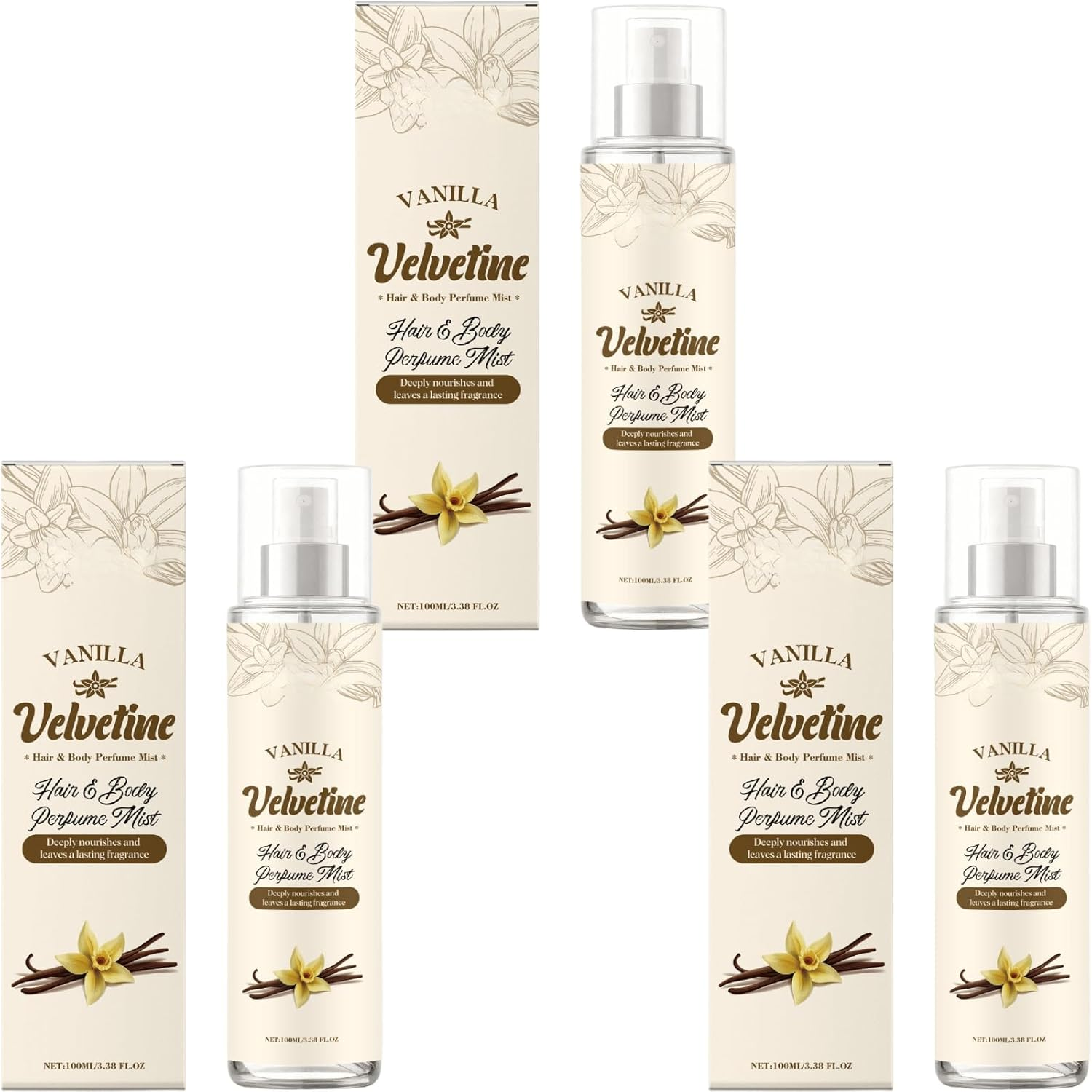 Velvet Vanilla Fragrance Mist &ndash; Soft & Long-Lasting Body Spray for Everyday Freshness (3Pcs)