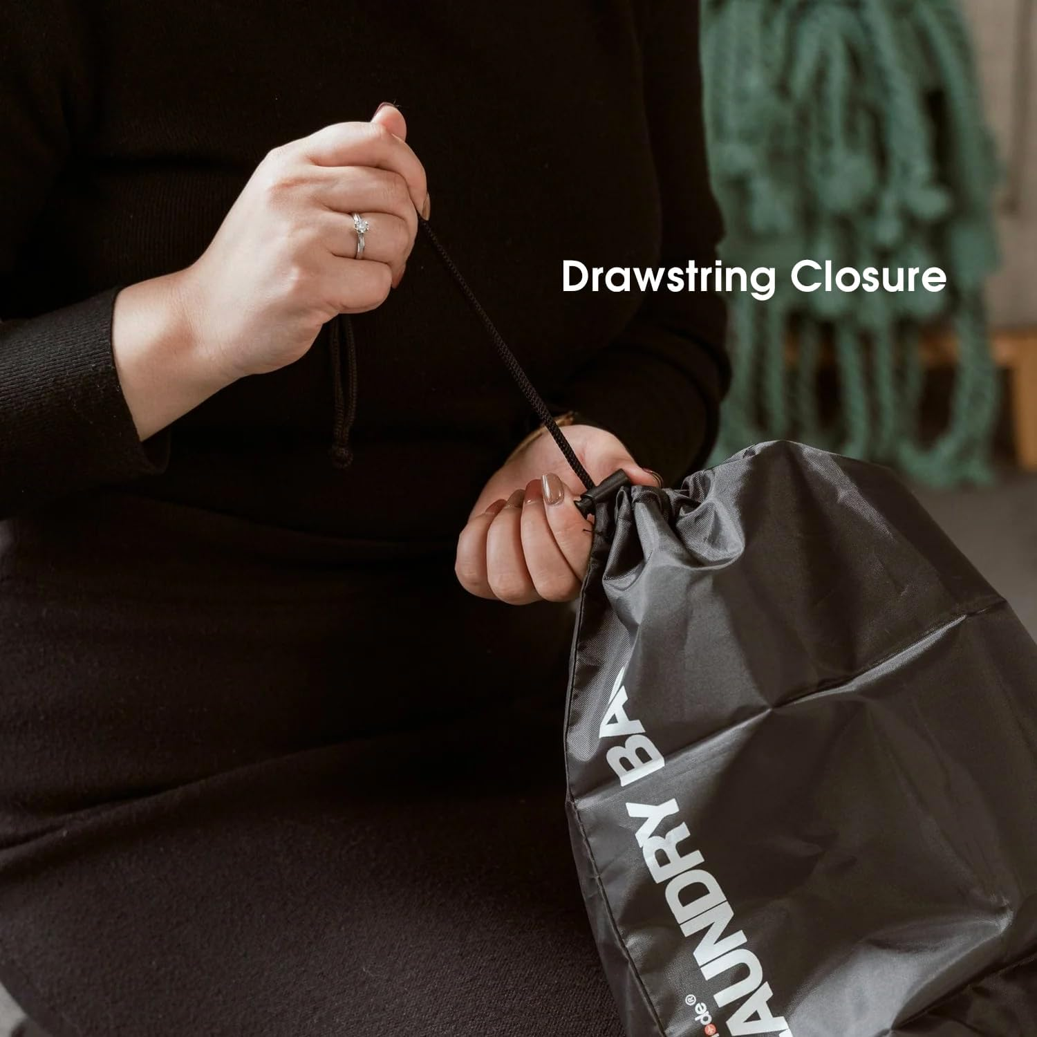 Flightmode Travel Laundry Bag with Drawstring Closure, Multi-Purpose Drawstring Bag for Clothes,Travel Pack Bags Dirty Clothes Bag for Laundromat and Household,Foldable Compact Organiser Bag image number 2