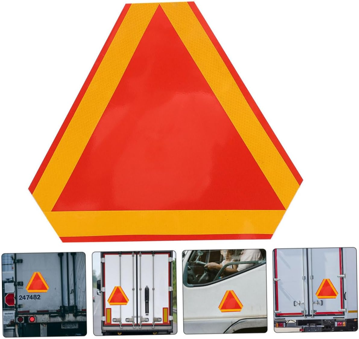 INOOMP Reflective Warning Triangle Sign with Bright Border High Slow Moving Vehicle Caution Sign for Truck and Three Wheelers Easy Installation Fade Resistant Safety Reflector image number 4