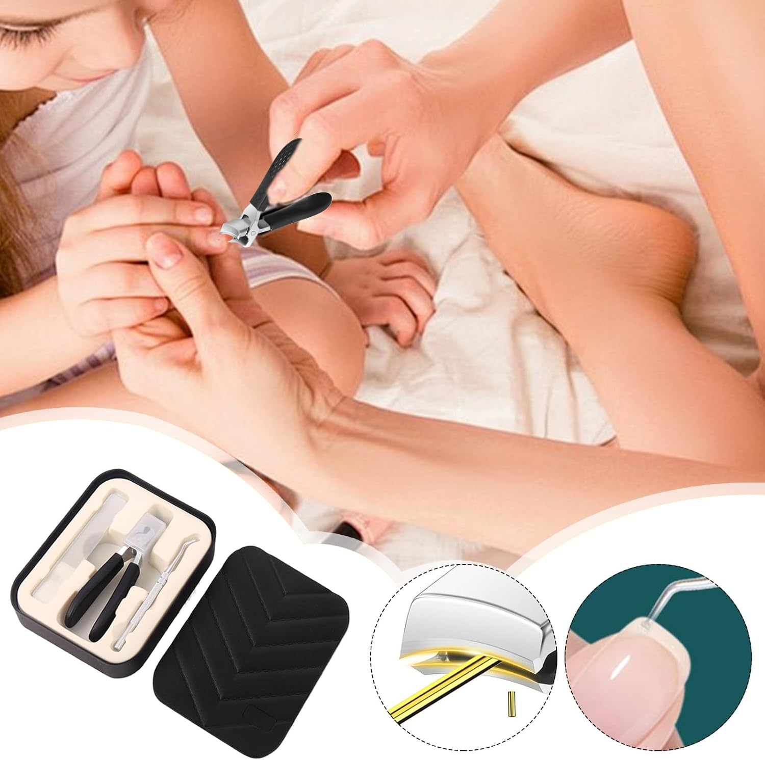 Nail Cutter | Beveled Nail Grooming Tool with File and Spoon - Anti-Splash Manicure Tool for Seniors Home Professional Grooming Pedicure Salon - Black image number 5