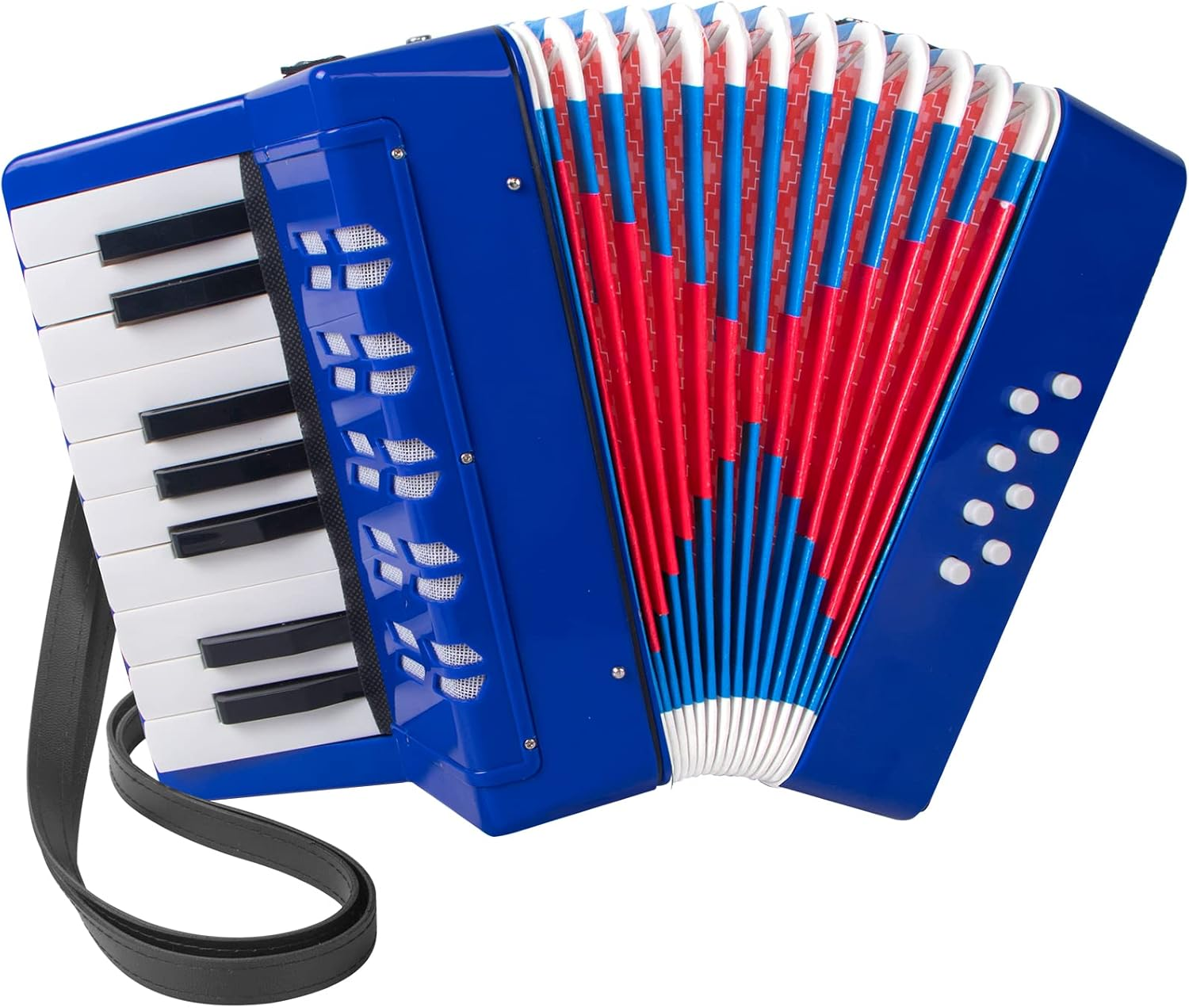 Accordion, 17 Keys Piano Accordion 8 Bass with Straps for Beginners Kids Student Educational Musical Instrument (Blue)