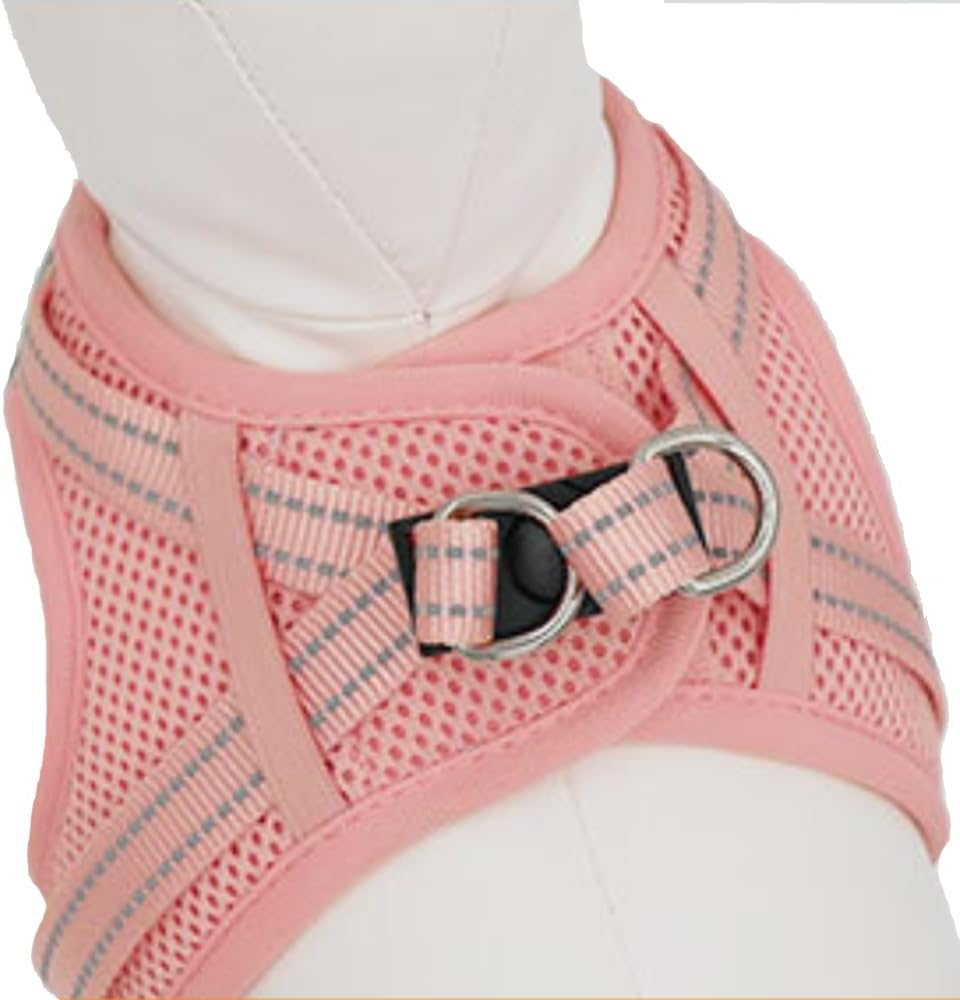 UPET Reflective Cat Harness and Leash, Kitten Cute Double Soft Mesh Cats Vest, Adjustable No-Pull Voyager Step-In Harnesses for Small, Medium, Large, Heavy Duty Walking Training(Pink L) image number 2