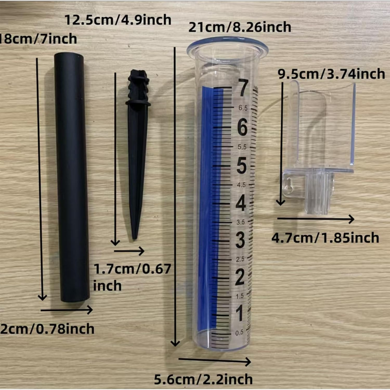 Rain Measure Gauge, Rainfall Meter, Accurate Rainwater Measuring Tool, Pluviometer for Terraces, Deck, Lawn, Fence, Yard, Farm, Garden, Greenhouse, Field, Patio, Weather Tracking image number 1