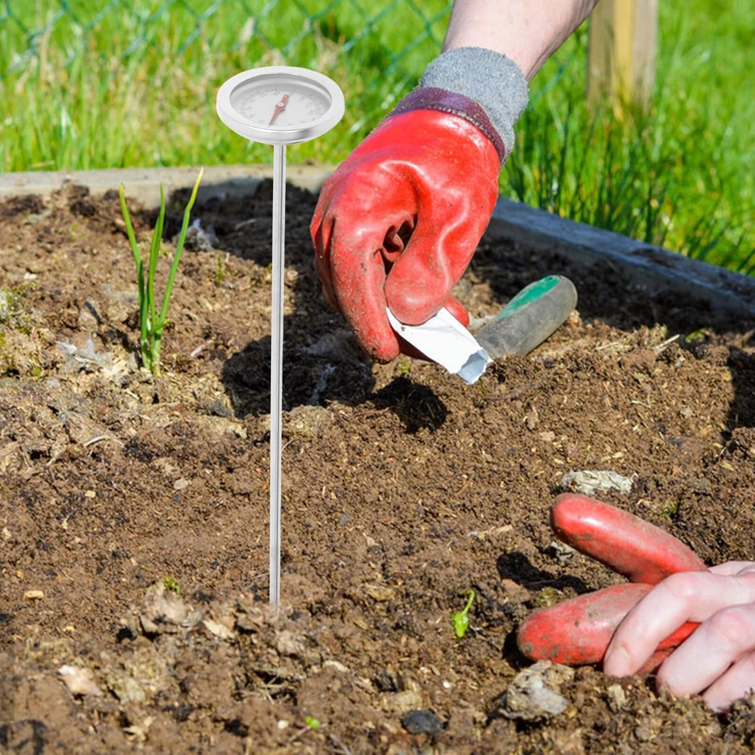 Gadpiparty Reusable Stainless Steel Compost Temperature Thermometer Long Stem Probe, Soil Thermometer for Gardening and Backyard, Outdoor Soil Temperature Gauge Tool for Garden and Greenhouse image number 6