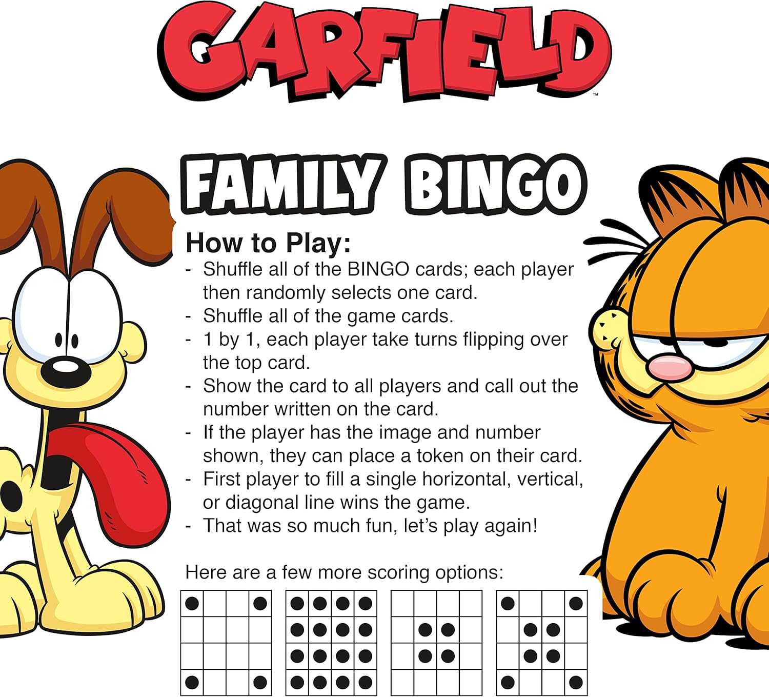 AQUARIUS Garfield Bingo Game - Fun Family Party Game for Kids, Teens and Adults - Entertaining Family Game Night Gift - Officially Licensed Garfield Merchandise - Ages 8 and Up image number 5