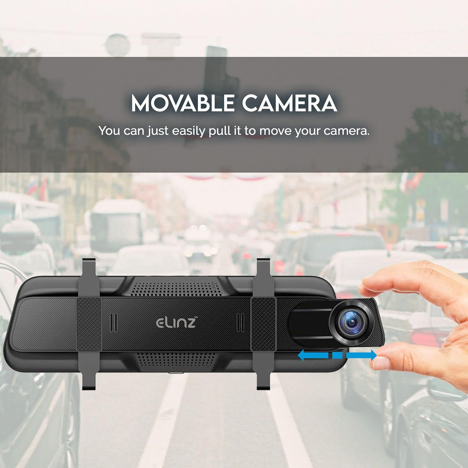 Christmas Birthday Gift Idea Mirror Dash Cam Dual Front and Rear Camera Elinz 10" 1080P for Car, Men Women, Him Her, Rearview Mirror Monitor Reverse Reversing Cam 720P Full Touch Screen, 1 Yr Warranty image number 6