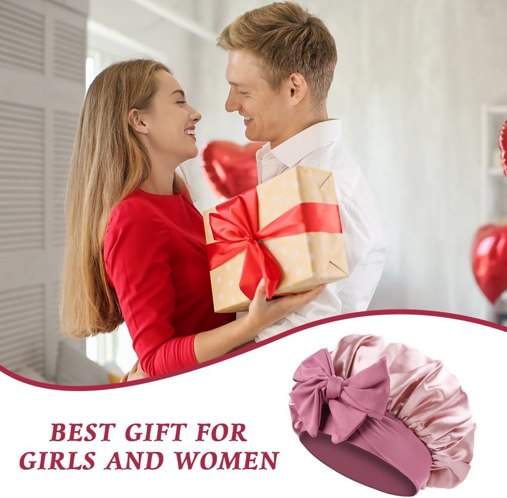 ACWOO Satin Bonnet, Soft Silk Night Hair Cap for Sleeping, Women & Girls, Black, One Size, Adjustable, Contemporary Style, Multi-Function