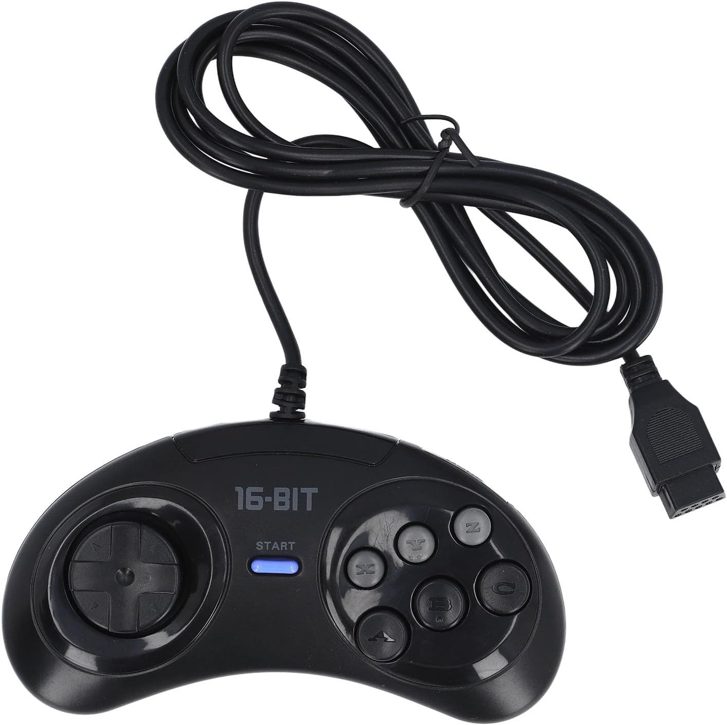 Game Controller 9 Pin 16 Bit Game Controller, Turboboost Function, Ergonomic Design, Plug and Play for Genesis with Long Connecting Cable