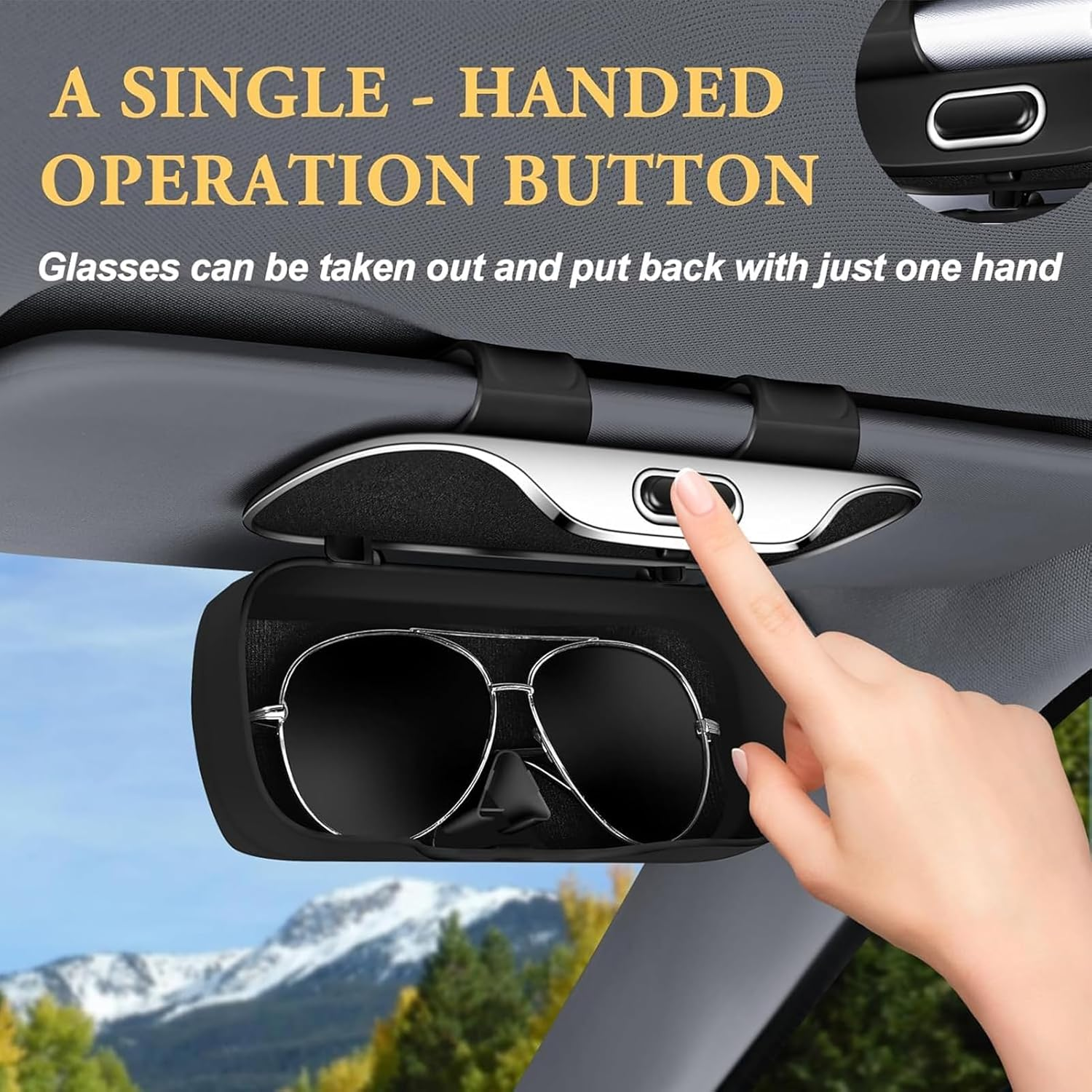Qkbuza Car Eyeglass Holder | Glasses Case with Clips | Organizer Box Accessories Interior Automotive for All Models Men Women Travel - Gray image number 6