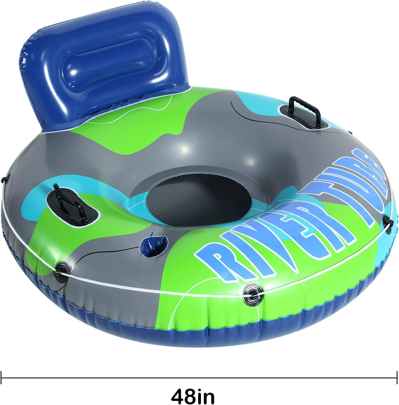 Finduwill Inflatable Pool Floats Chair - Large Pool Floaties River Tubes Water Chair Lounger for Adults with Mesh Bottom, Backrest, Cup Holder, Tubes for Floating River image number 5
