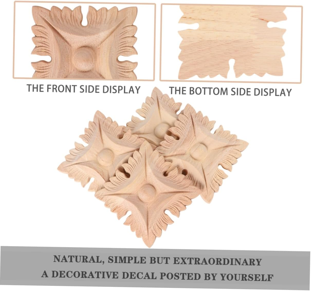 KICHOUSE 4Pcs Wood Decals Architectural Door Casing Decorative Molding Corner Trim Home Hardwood Timber Wall Decals Wall Mirror Decor Furniture Appliques Door Decoration Square Room Wooden image number 5