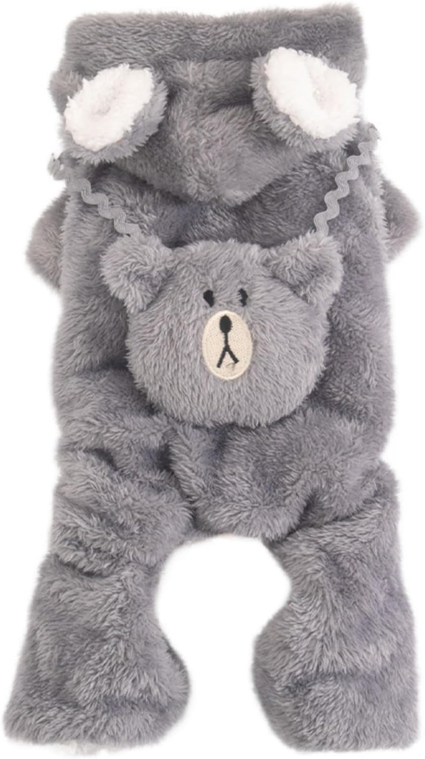 UOSIA Dog Winter Coat with Hood Long Sleeve Dog Sweater for Cold Weather Fleece Dog Thermal Bodysuit Dog Snowsuit for Small Medium Dogs