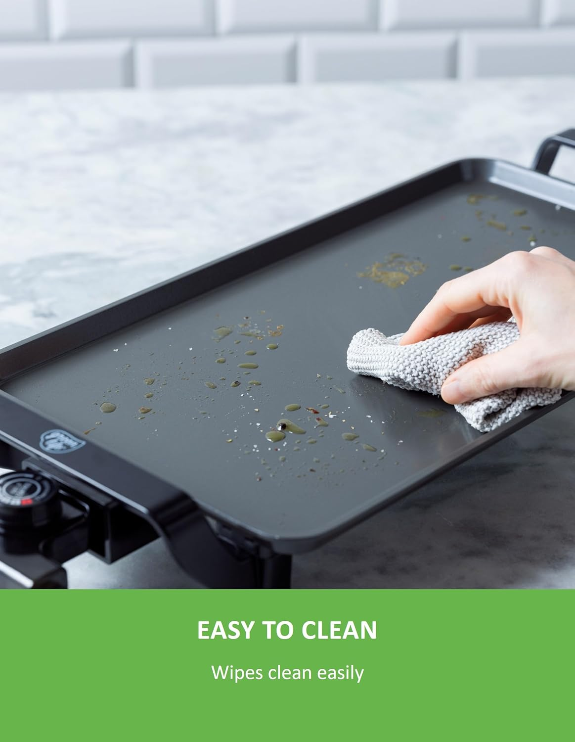 Greenlife Teppanyaki Grill Non-Toxic PFAS & Pfoa-Free Ceramic Nonstick, 5 Temperature Settings, Quick Even Heating,Large Cooking Surface, Black image number 1