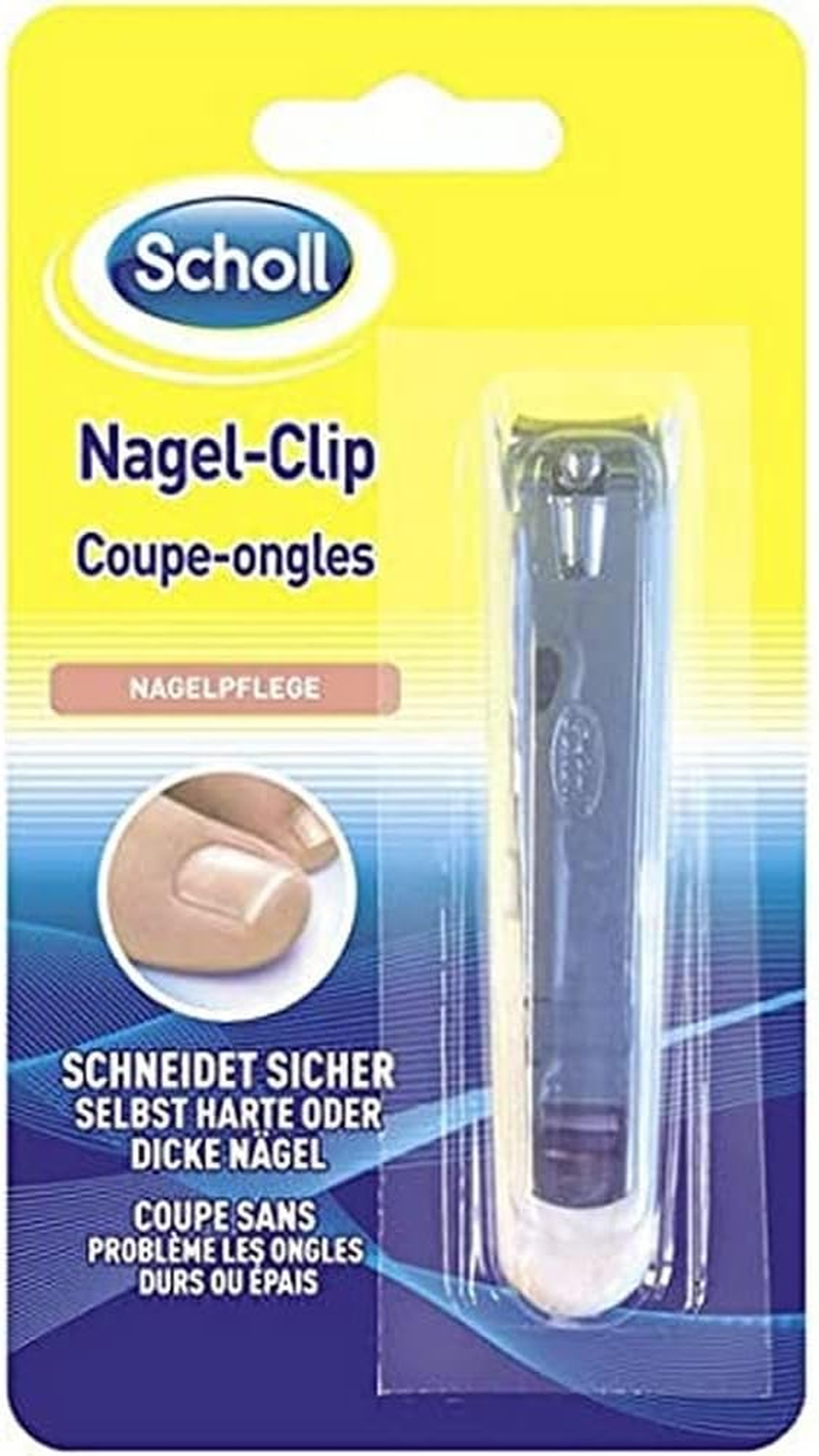 Scholl Nail Clip Toenail Clippers - Comfortable Nail Clippers for Thick and Hard Toenails, Stainless Steel, Reduced Force, Hygienic Packaging, Foot Care for Beautiful Feet