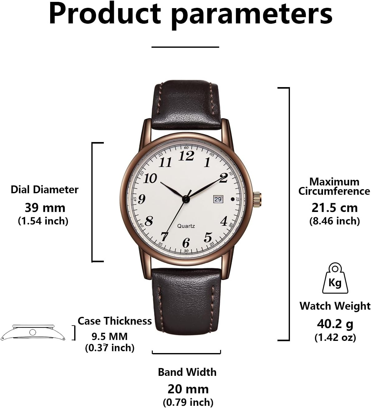 CIVO Watches for Men Military Leather: Waterproof Analog Quartz Minimalist Face - Sport Casual Date Wrist Watch - A Brown image number 4