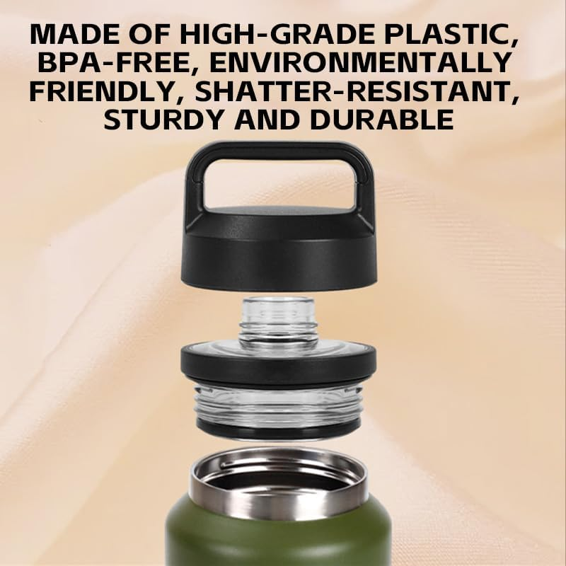 Chug Cap Compatible with YETI Rambler Bottle Fits for 18 Oz 26 Oz 36 Oz 64 Oz Chug Replacement Lid Cap Water Bottle Accessories Compatible with Yeti Rambler Bottle Models (2), Black image number 2