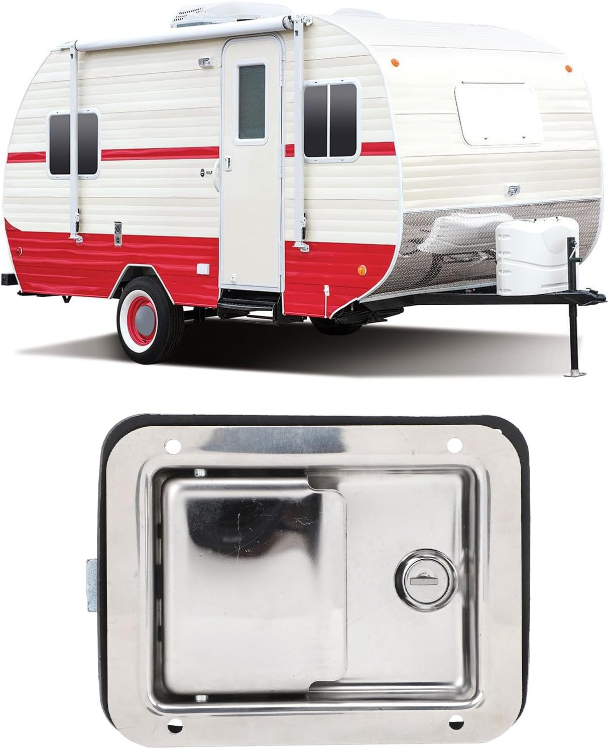 Jiawu RV Truck Door Tool Box Lock, Trailer Toolbox RV Handle Latch with 2 Keys, Stainless Steel Paddle Latch Pull Handle Lock for Rvs Trailers Door Electrical Cabinet image number 6