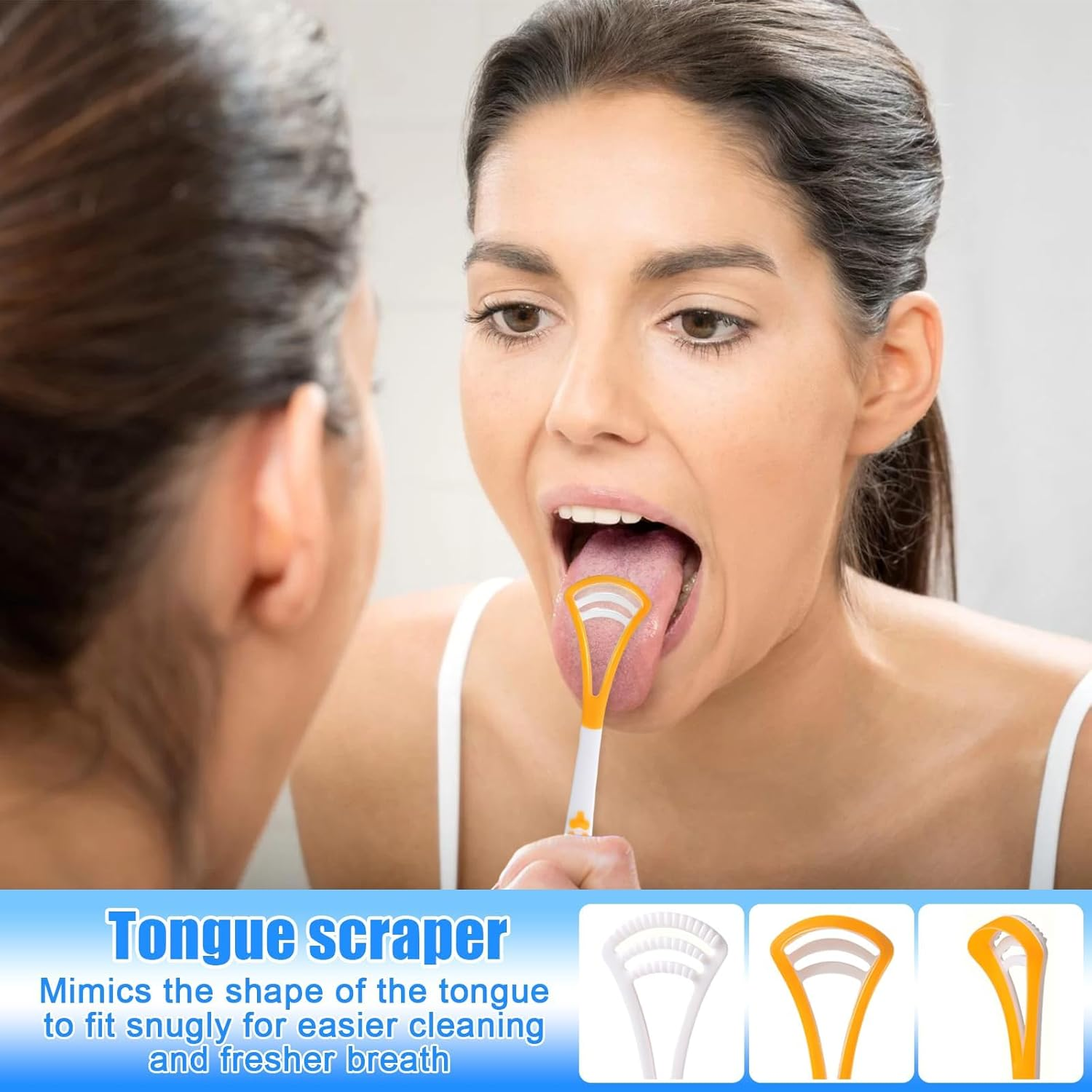 Tongue Cleaner Scrapers Brushes, 6 Pcs Silicone Tongue Brush, Tongue Cleaner for Adults and Children with Non Slip Handle image number 1