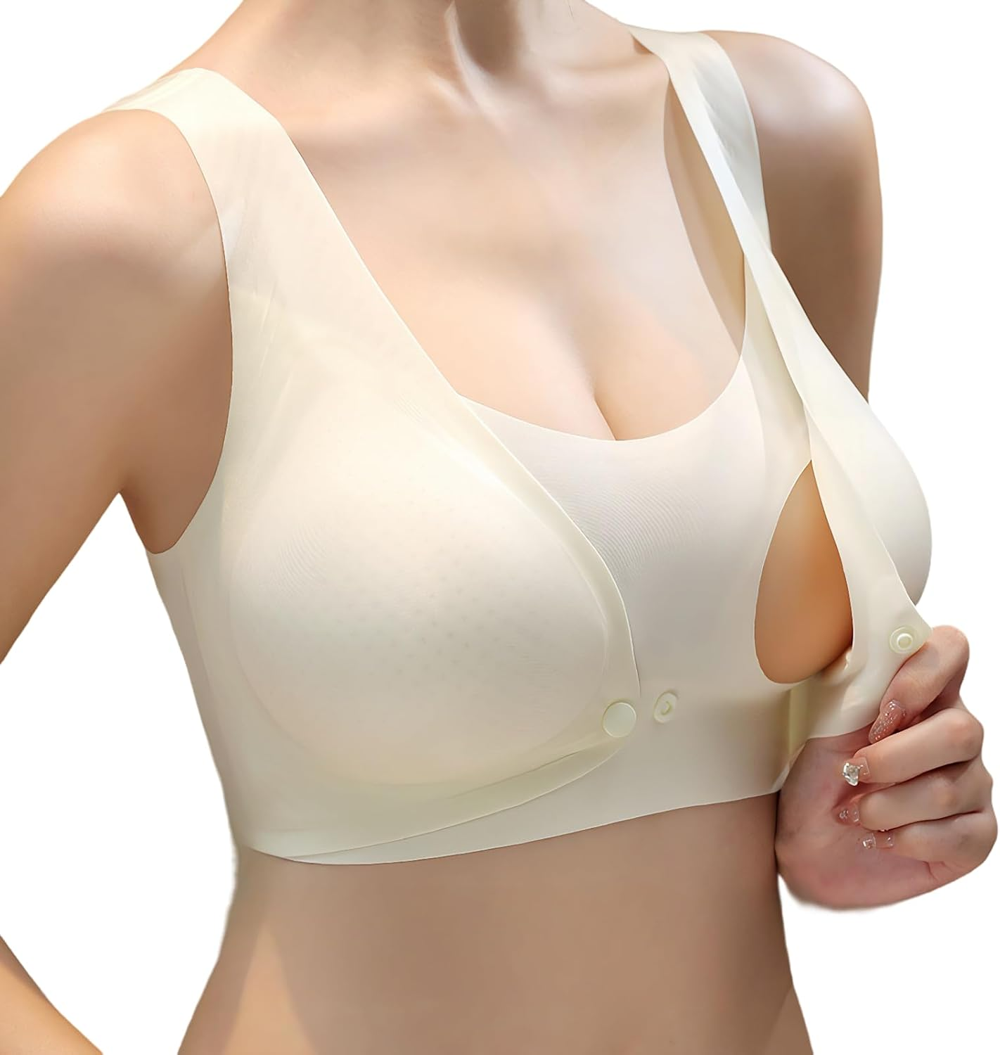 Women'S Breathable Support Nursing Bra - Seamless Anti-Dropping Design for Pregnancy, Postpartum and Breastfeeding Beige image number 3