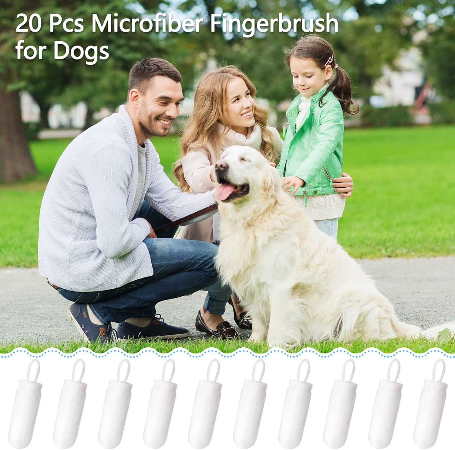 20 Pieces Microfiber Fingerbrush for Dogs Safety Loop Dog Finger Toothbrush Microfiber Finger Brush for Dogs Teeth Washable Soft Finger Toothbrush Dog Cat Teeth Cleaning Remove Plaque and Tartar