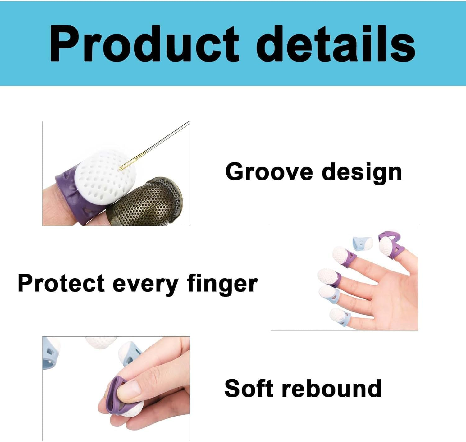 10Pcs Silicone Finger Thimbles,Soft Silicone Sewing Thimbles,Silicone Finger Thimble Sewing Thimble,Silicone Thimble Finger Tips Sewing Thimble,Sewing Thimble Silicone Sewing Thimble Finger Protector image number 3