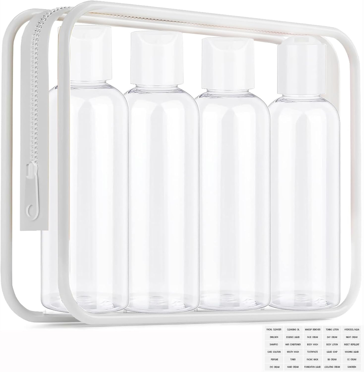 Toiletry Travel Bottles, 4Pack 3.4Oz/100Ml - Squeezable Plastic Containers with Flip Caps - Refillable Cosmetic Kit for Shampoo, Conditioner, Lotion, and Travel Essential- Brown