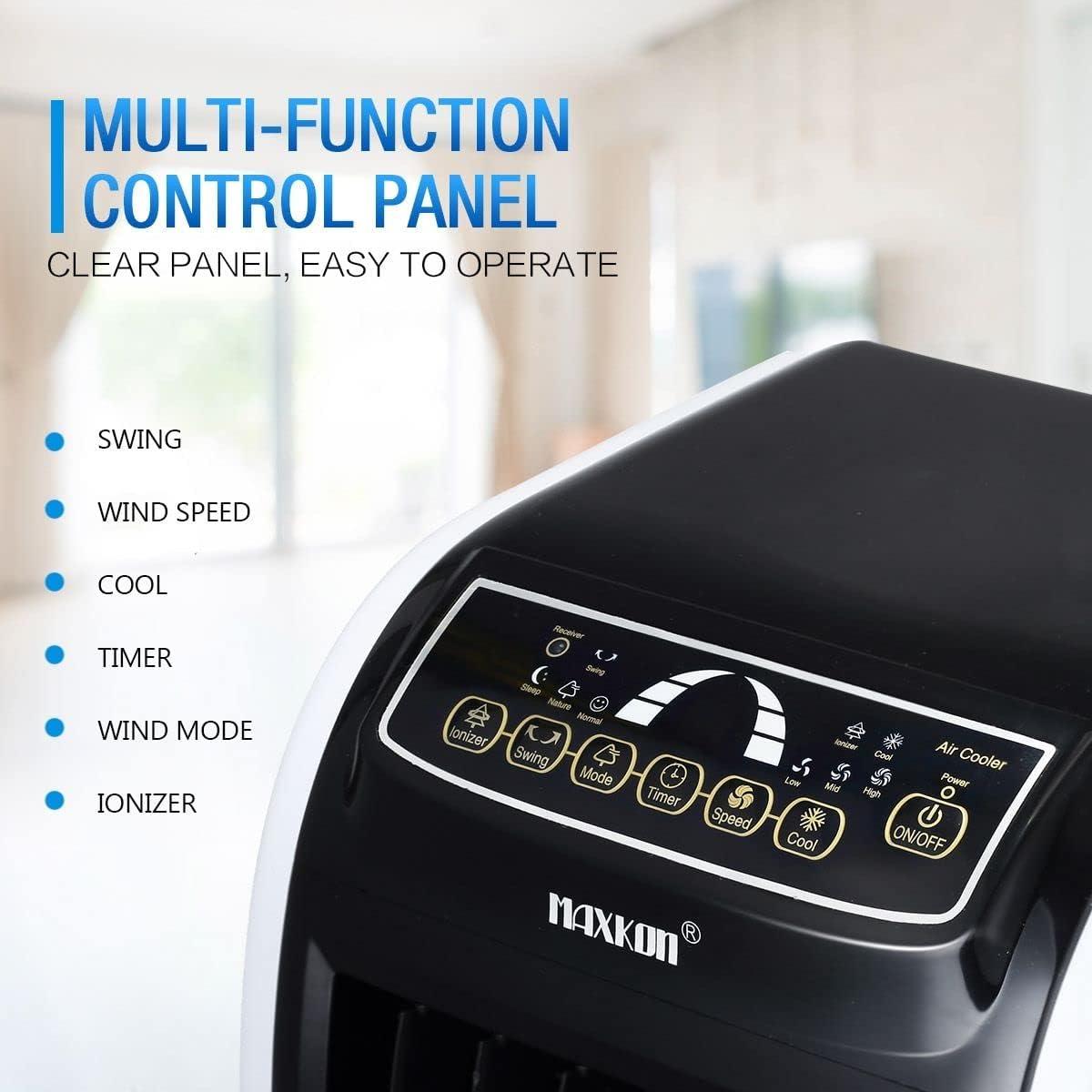 MAXKON 7L Portable Air Conditioner,Evaporative Air Cooler Fan with 3 Modes Black for Home, Office, Study Room, Shops image number 1