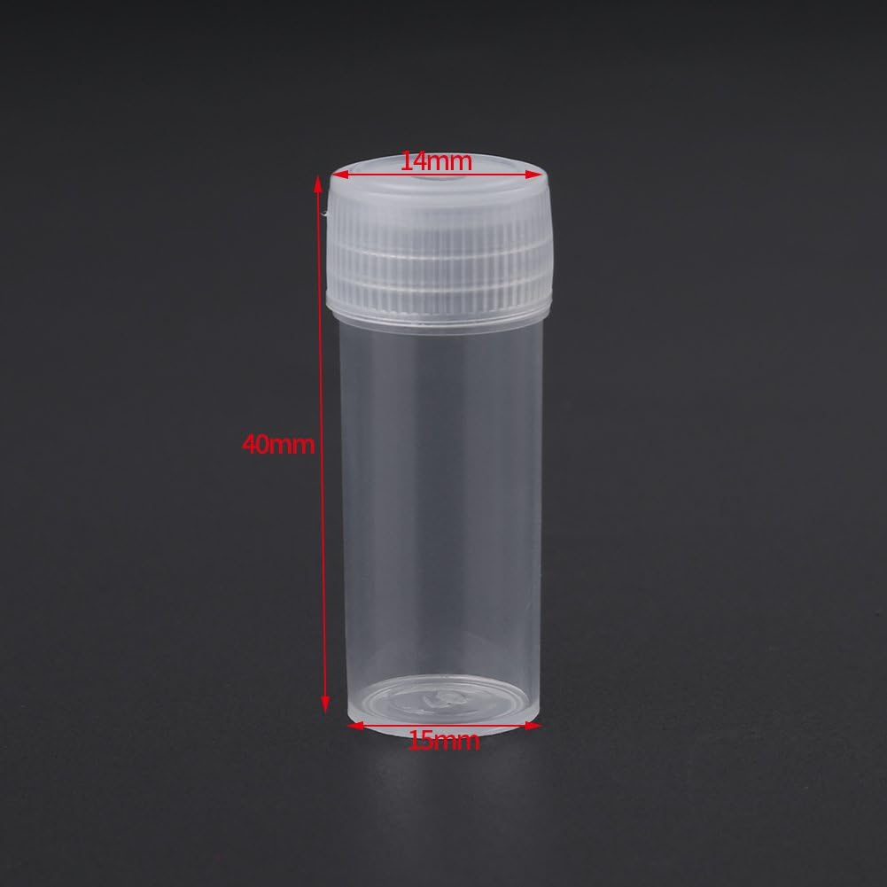 EVGATSAUTO 5Ml Sample Bottles, 50Pcs Plastic Vials White Translucent with Good Hardness Sealing for Paste Solid Powder Pills Seeds image number 5