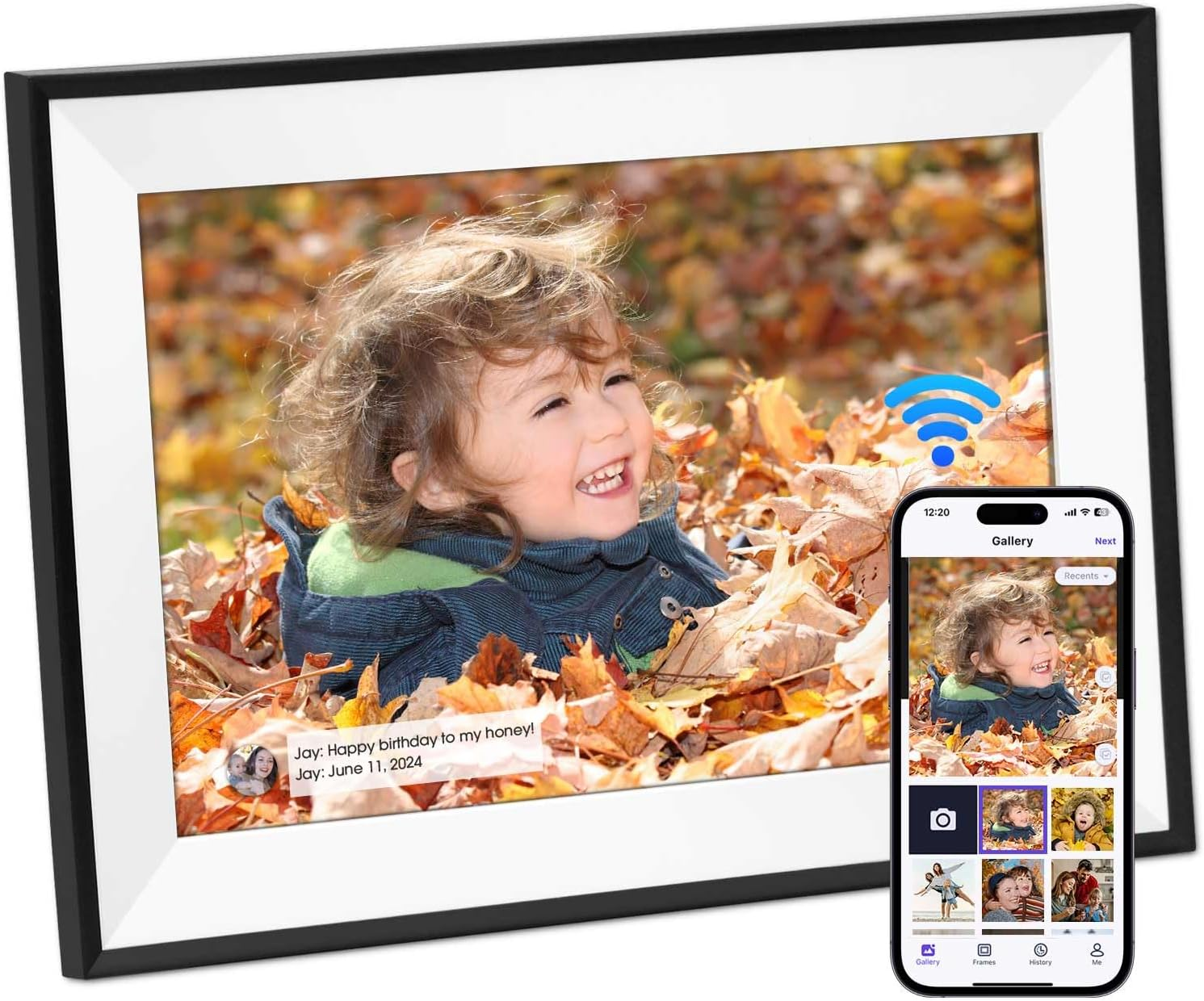 10.1" Digital Picture Frame,1280X800 HD IPS Touch Screen Photo Frame Electronic,32Gb Free Storage,Auto-Rotate,Wall Mounted, Easy Setup，Send Photos/Videos from Phone Instantly via Uhale App,White image number 1