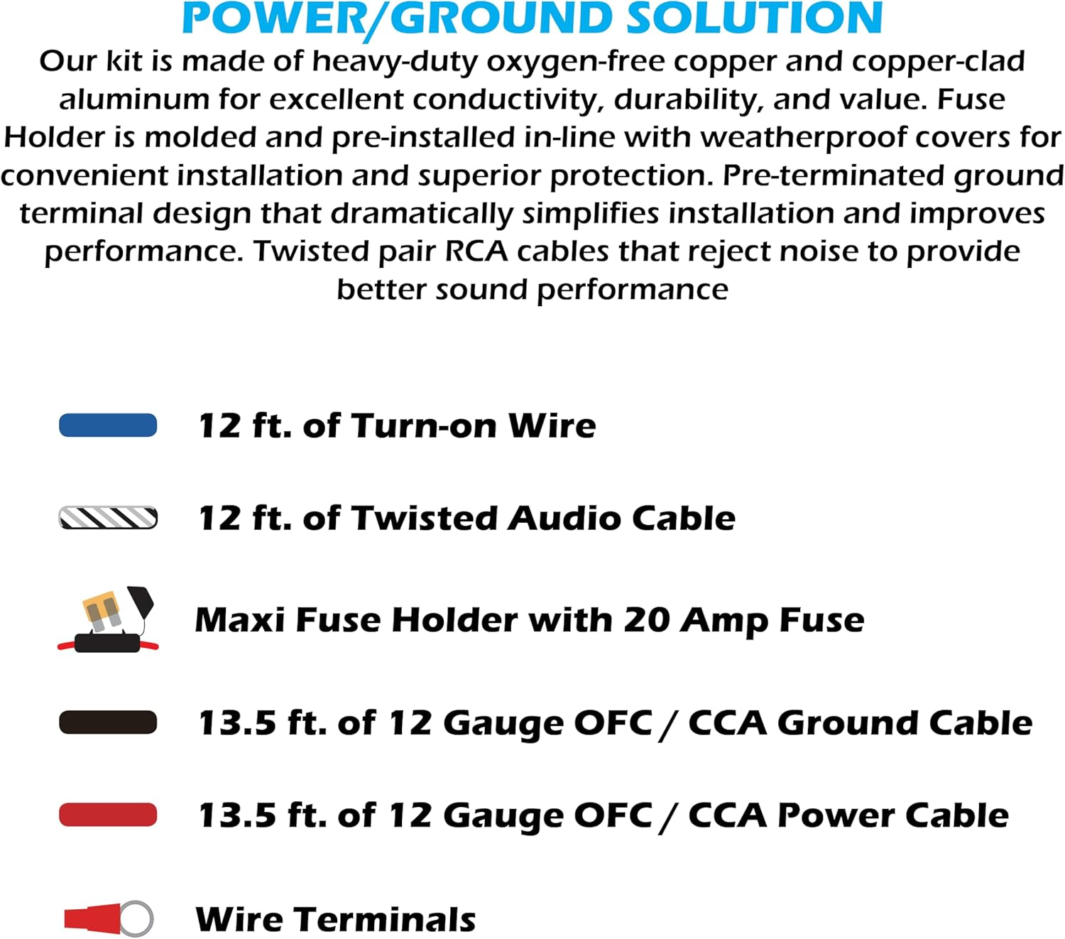 Scosche Install Centric ICAK12 True 12 Gauge Hybrid OFC 2-Channel High Current Amplifier Wiring Kit Accessory Installation Wiring Kit for Boat, Motorcycles, Atv&rsquo;S and Utv&rsquo;S