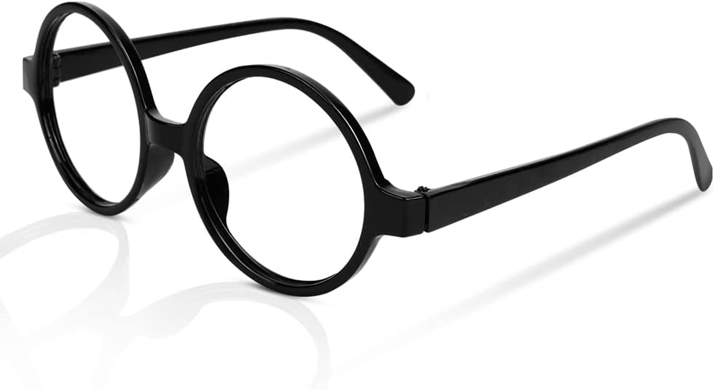 Aomig Retro round Glasses, Black Ultra Light Glasses Accessory for Dressing, Costume Accessory for Halloween, Christmas, Carnival and Parties, Cosplay (Clear Lens) image number 2