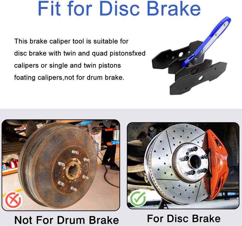 Brake Caliper Compression Tool with 360 Degree Swing Ratchet, Brake Caliper Press Ratchet with 2 PCS Steel Plates, Piston Spreader Automotive Tools (Blue) image number 6