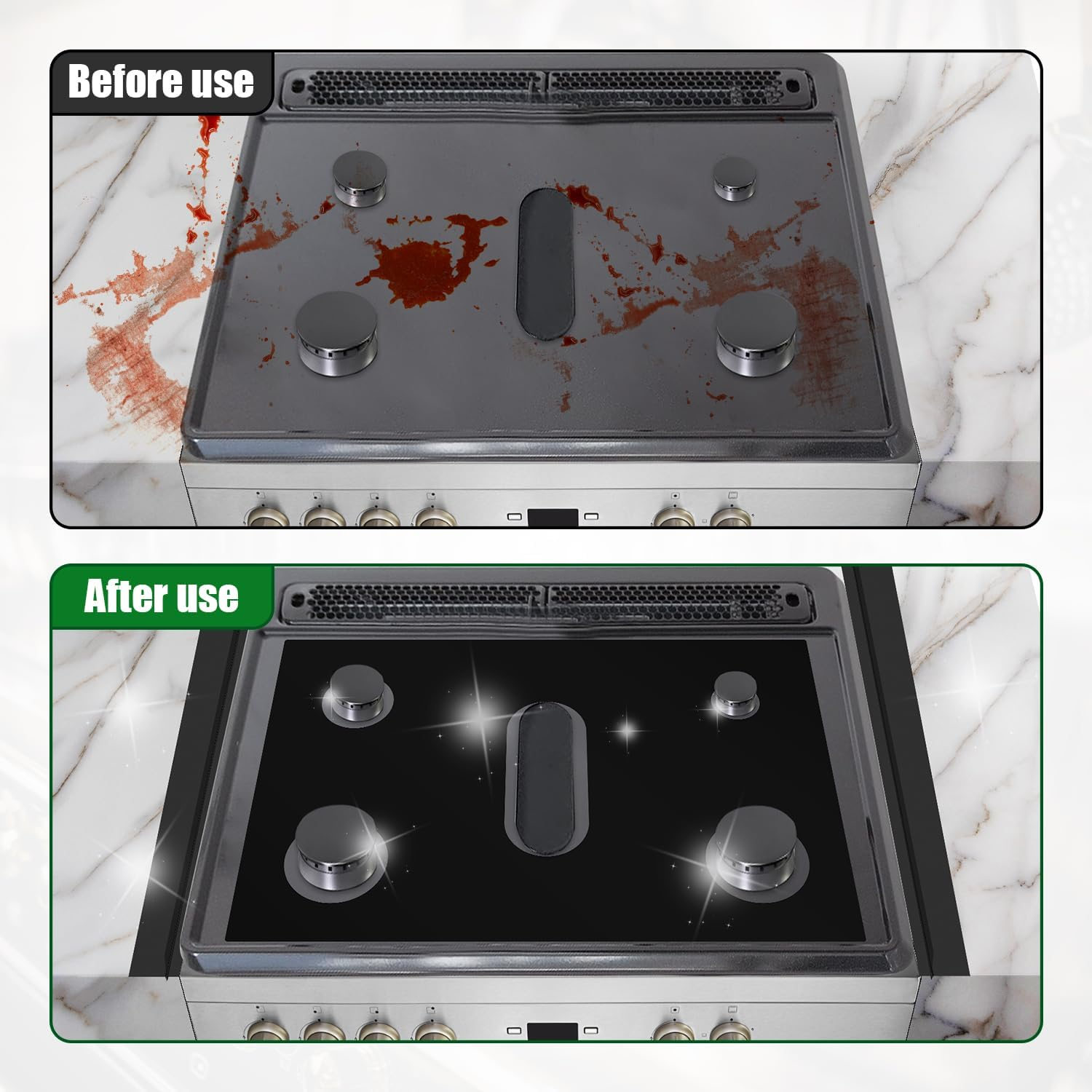 Stove Cover, with 2Pcs Stove Gap Covers & 3Pcs Cleaning Brushes Reusable Gas Top Liner Stove Protector Mat for Samsung Gas Stove, Non-Stick Stove Liners for Gas Burners, Easy to Clean image number 3