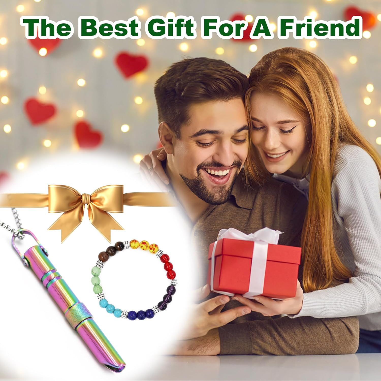 Mindful Breathing Necklace with Crystal Gemstone Chakra Bracelets, Stainless Steel Anxiety Necklace, Stone Beads Healing Bracelets for Women Men, Meditation Tool Quit Smoking (Stainless Steel) image number 3