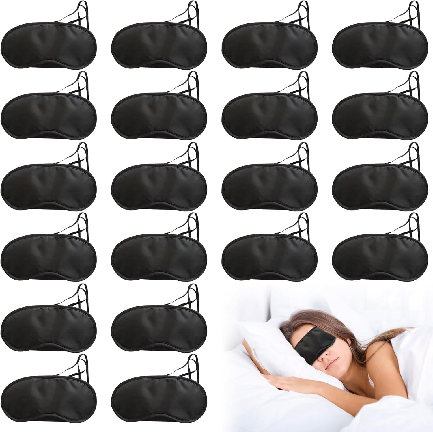 Lightweight Blindfold Eyeshade Eyepatchs, 30Pcs Black Eye Cover Sleeping Mask Blindfold,Soft and Breathable Night Mask with 2 Elastic Bands image number 4