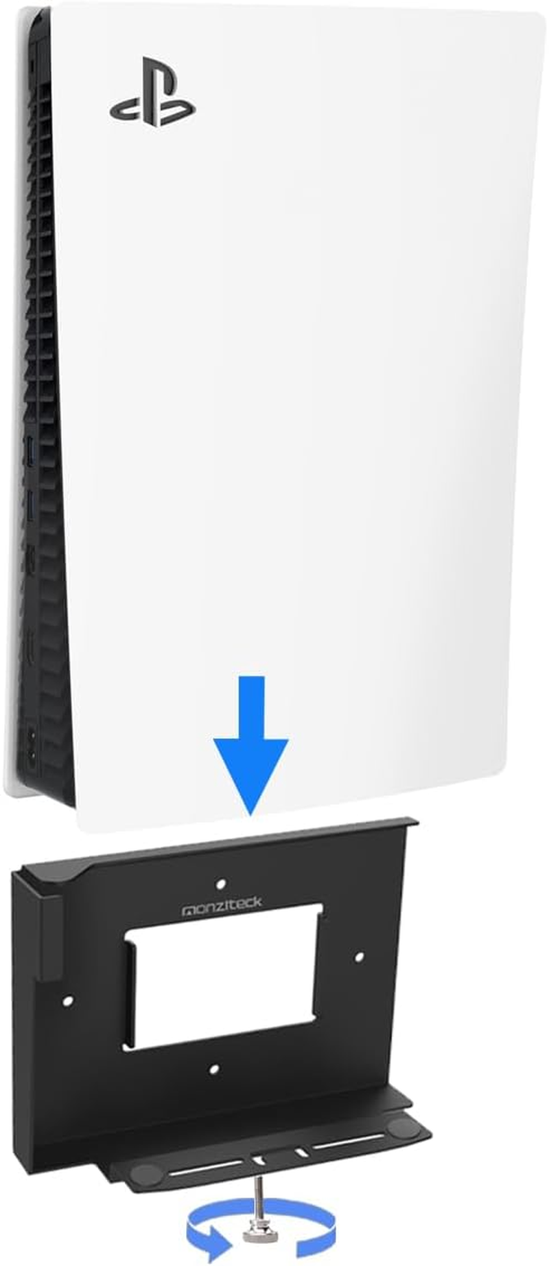 Monzlteck Wall Mount for Ps5(Disc and Digital),All Metal Vertical Hanging on Wall, Space Saver, Easy to Install(Black) image number 2