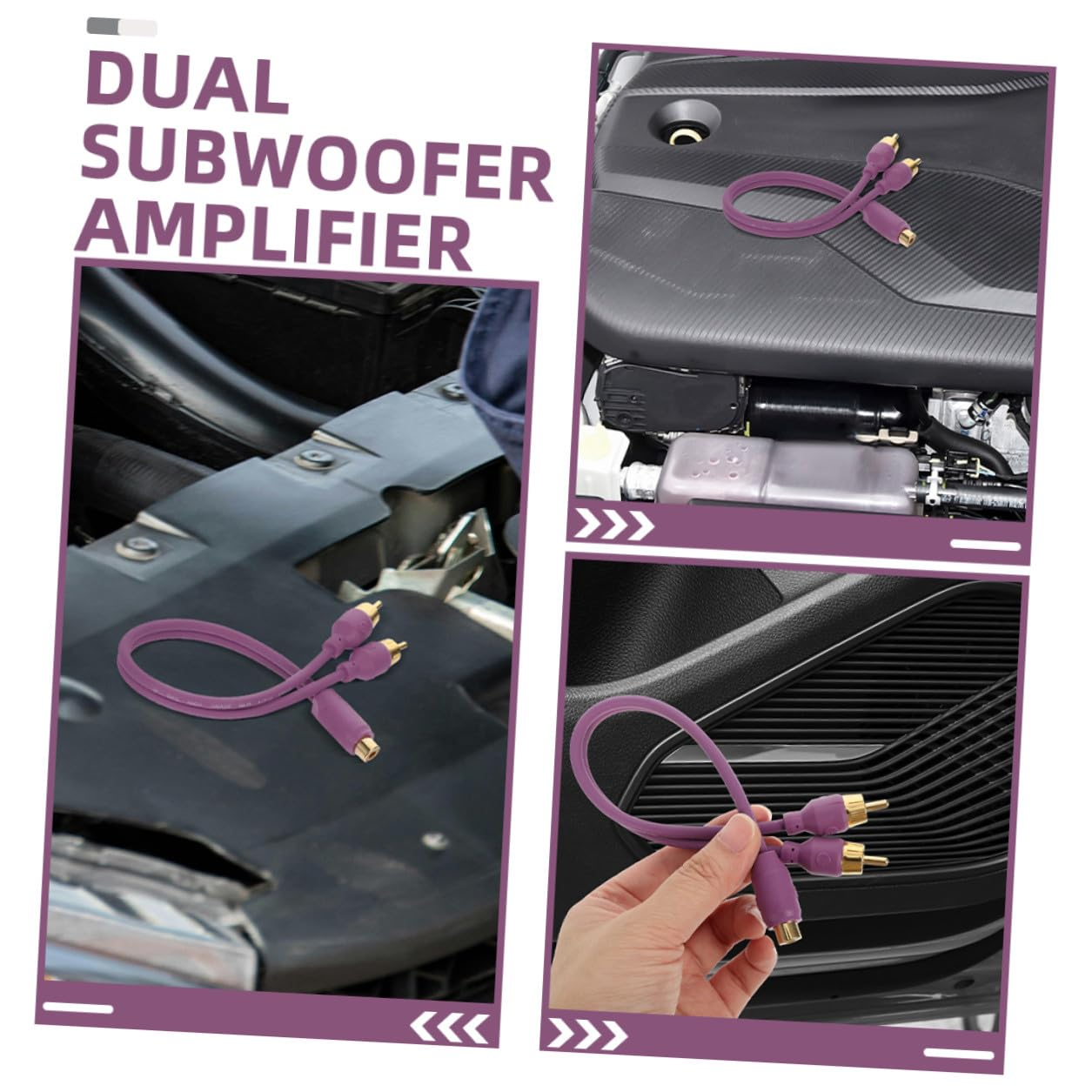 2Pcs RCA Y Splitter Cable for Car Audio Subwoofer Amplifier Adapter Violet Audio Line Converter Compatible with CD Player Home Theater Easy Install High-Fidelity Sound Upgrade image number 2