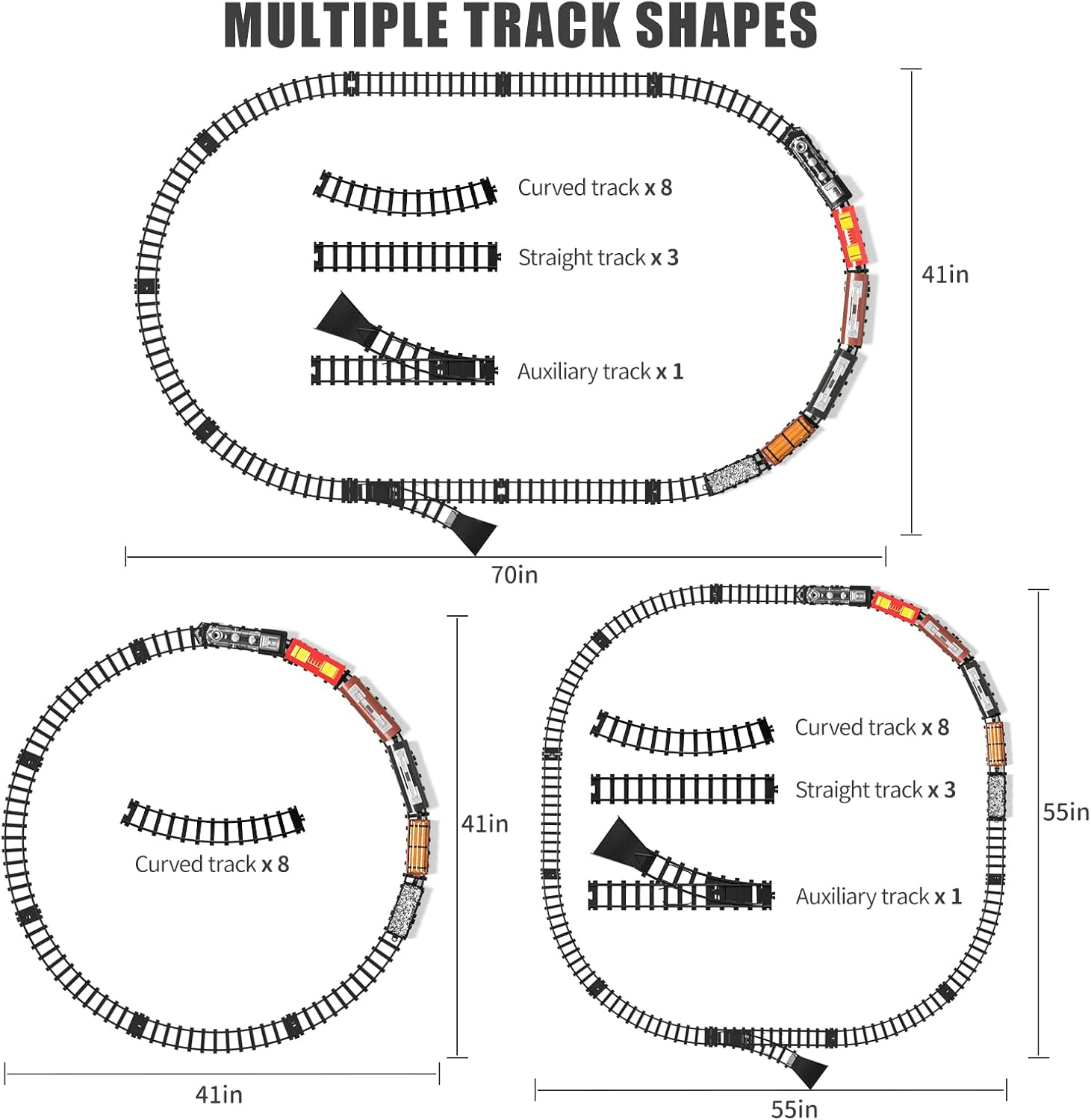 Large Train Set - Kids Electric Train Toy with 3 Way Smoke Locomotive, Light and Sounds, Cargo Cars and Long Tracks, Large Gift Train Set for Boys & Girls image number 3