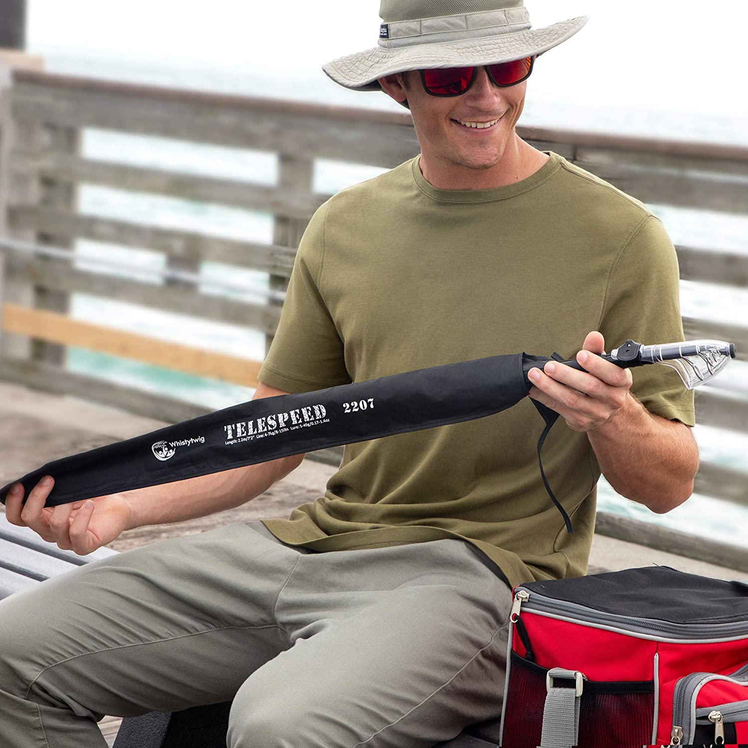 Telescopic Fishing Rod, Lightweight Carbon Fiber - Collapsible Freshwater and Saltwater Fishing Pole for Travel - Durable, Premium Quality Rods, Poles, Gear - Telespeed 2207 image number 3