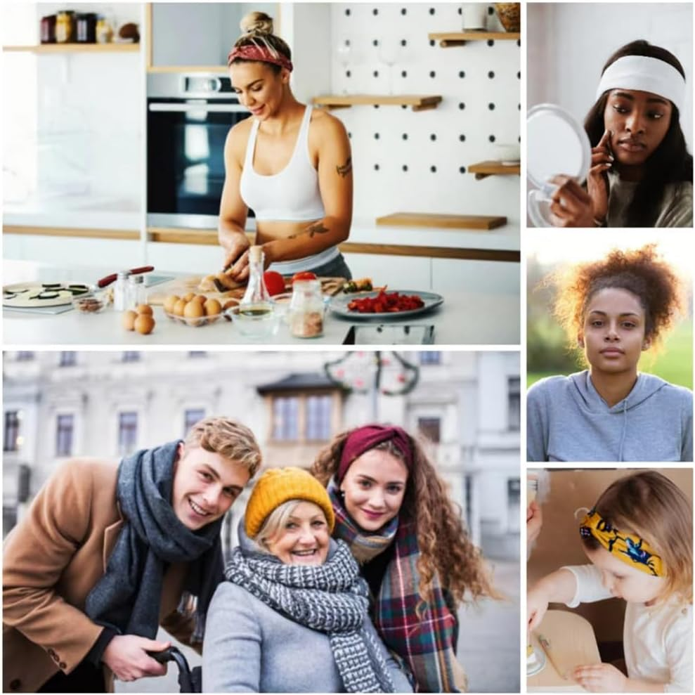 6Pcs Bandana Headbands for Women Wide Wavy Headscarf Boho Head Scarfs Wraps Turban Fabric Elastic Headband Yoga Hairbands Sport Running Headscarves - F15Amoeba image number 4