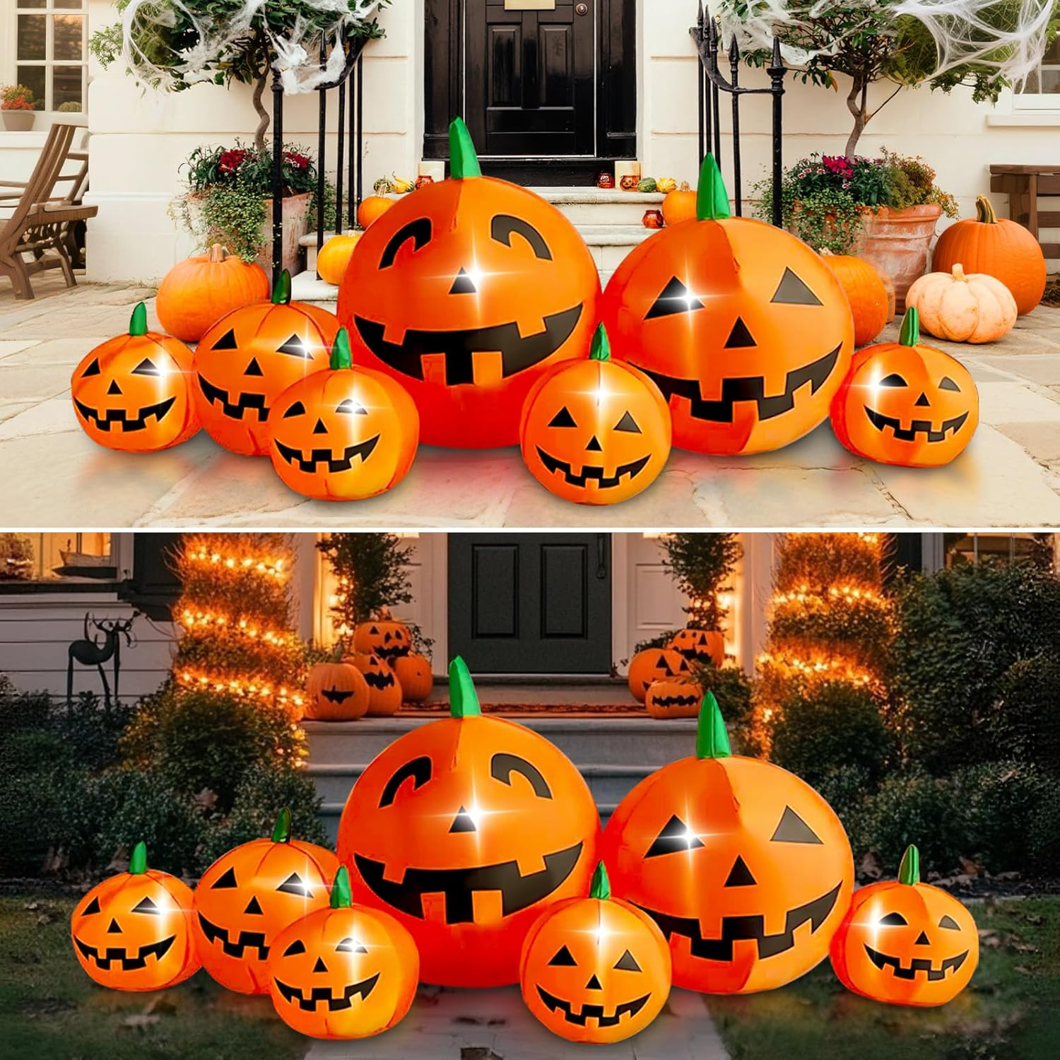 Oolong 8 Ft Halloween Inflatable Pumpkin Patch Family Decoration Jack-O-Lantern Decor for Lawn Yard Home Party Indoors Outdoors image number 3